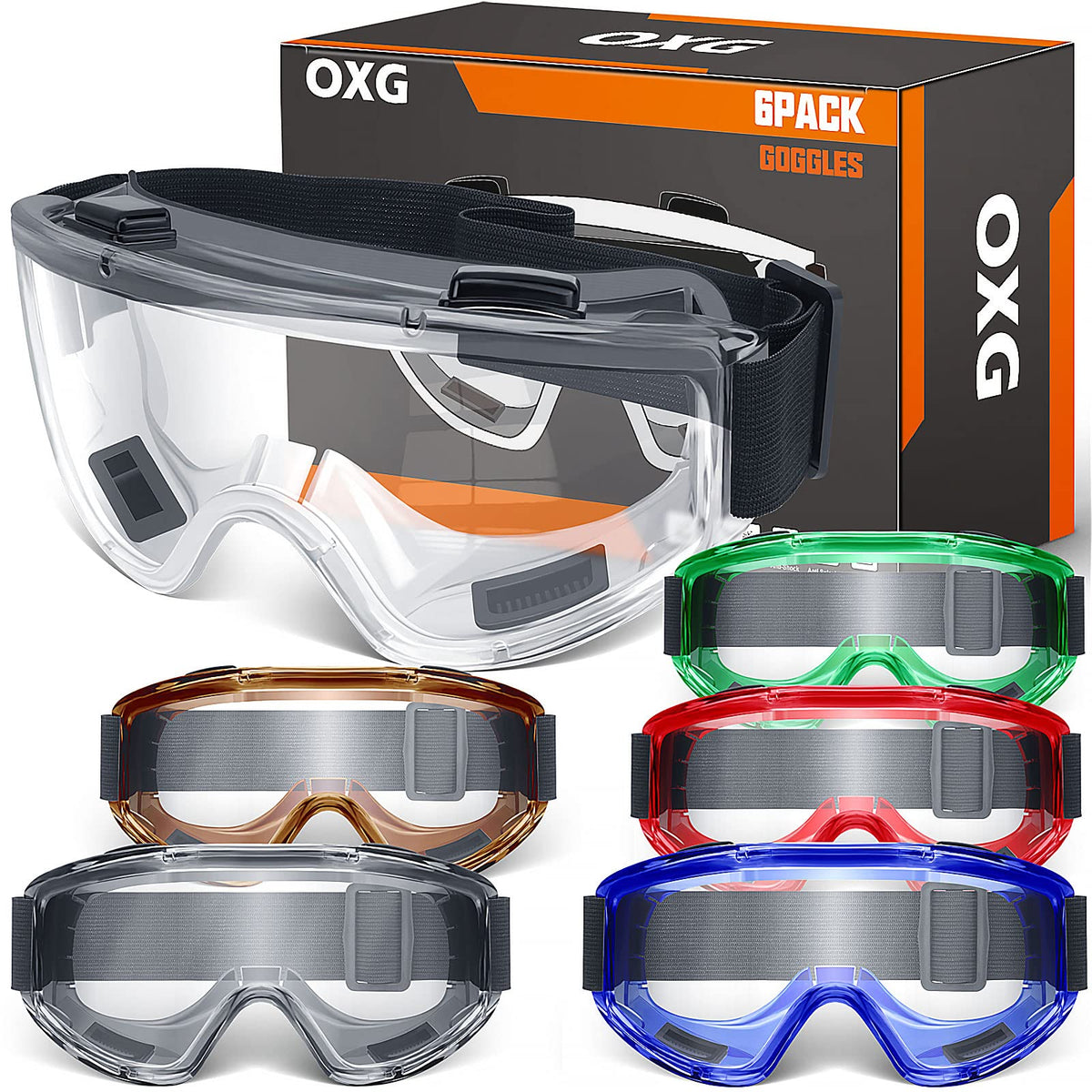 6 Pack Safety Goggles ANSI Z87.1 Glasses (6 Count)