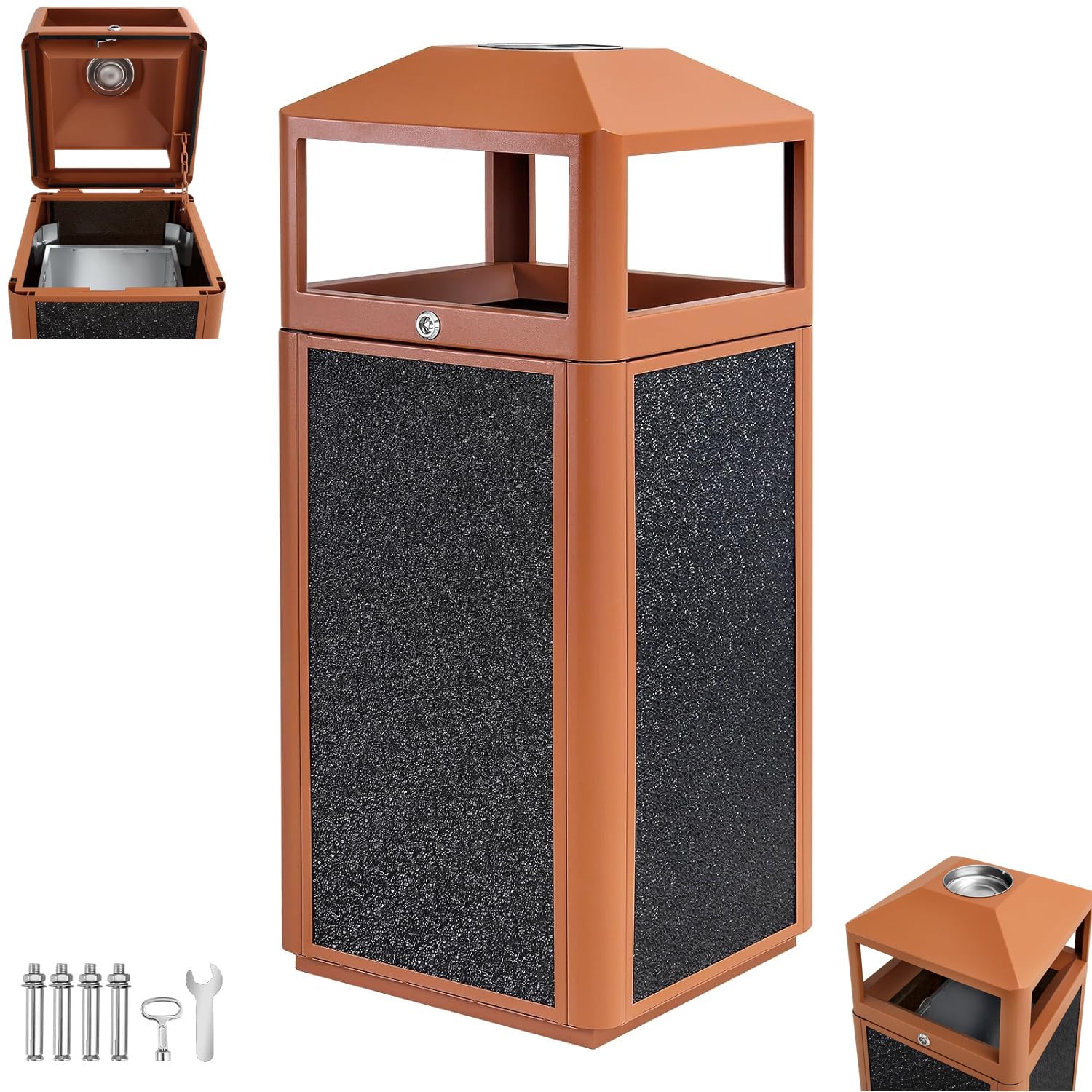 Square Waste Container with Dome Lid