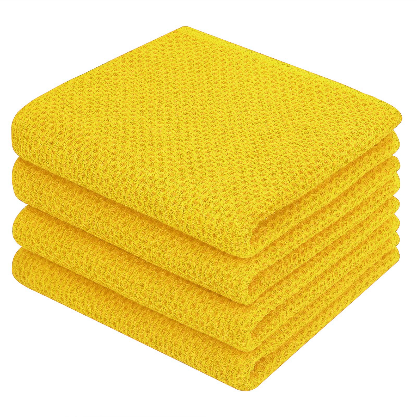 100% Cotton Waffle Weave Kitchen Dish Towels 4 (4 Count)