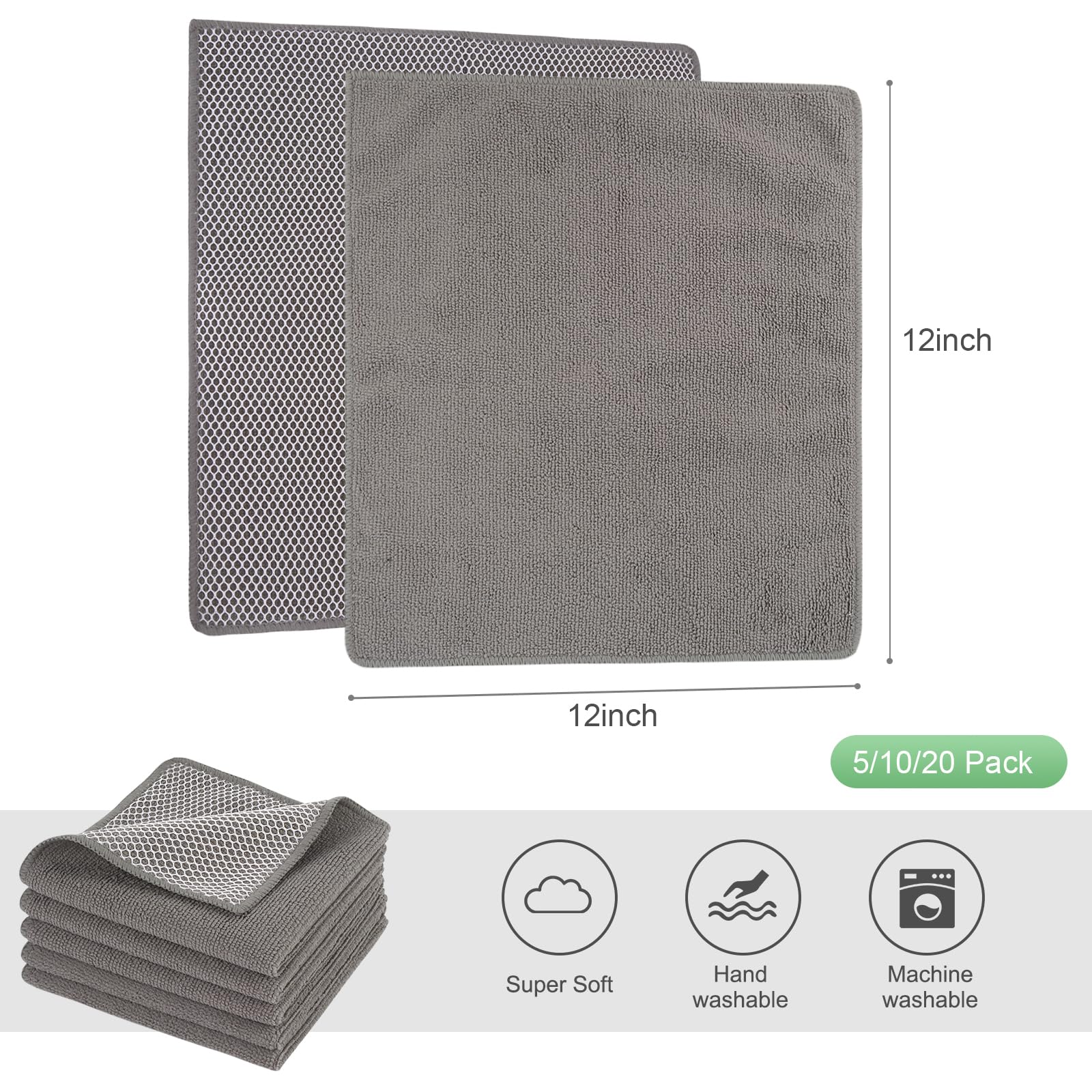 Dish Cloth for Washing Dishes Kitchen Washcloth Cleaning Cloth (5 Count)