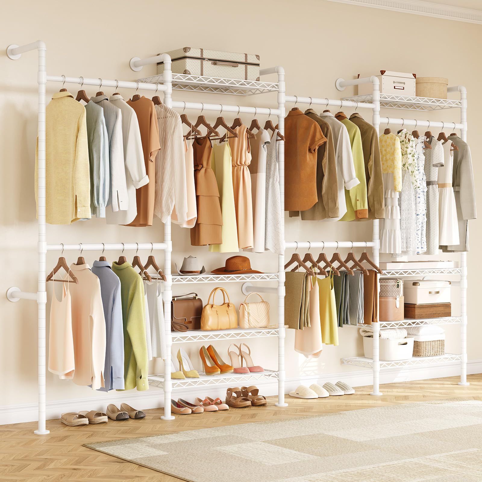 L4 Wall Mounted Heavy Duty Corner Industrial Pipe Clothing Rack