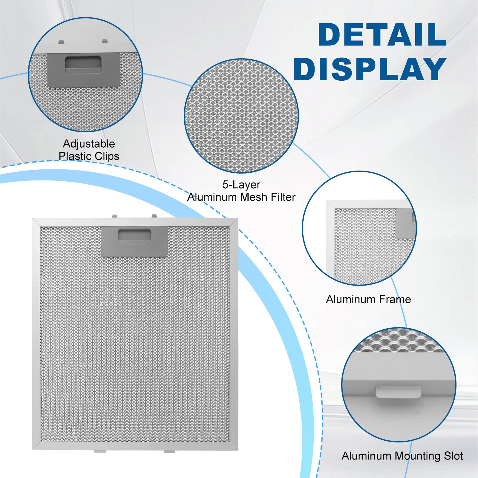 12" X 10.5" W10169961A Range Hood Filter Replacement by ENKTIK Fit for Whirlpool Stove vent filter for Kitchen Overhead Exhaust Fan Blocks Grease & Filters Oven Air (3 Count)