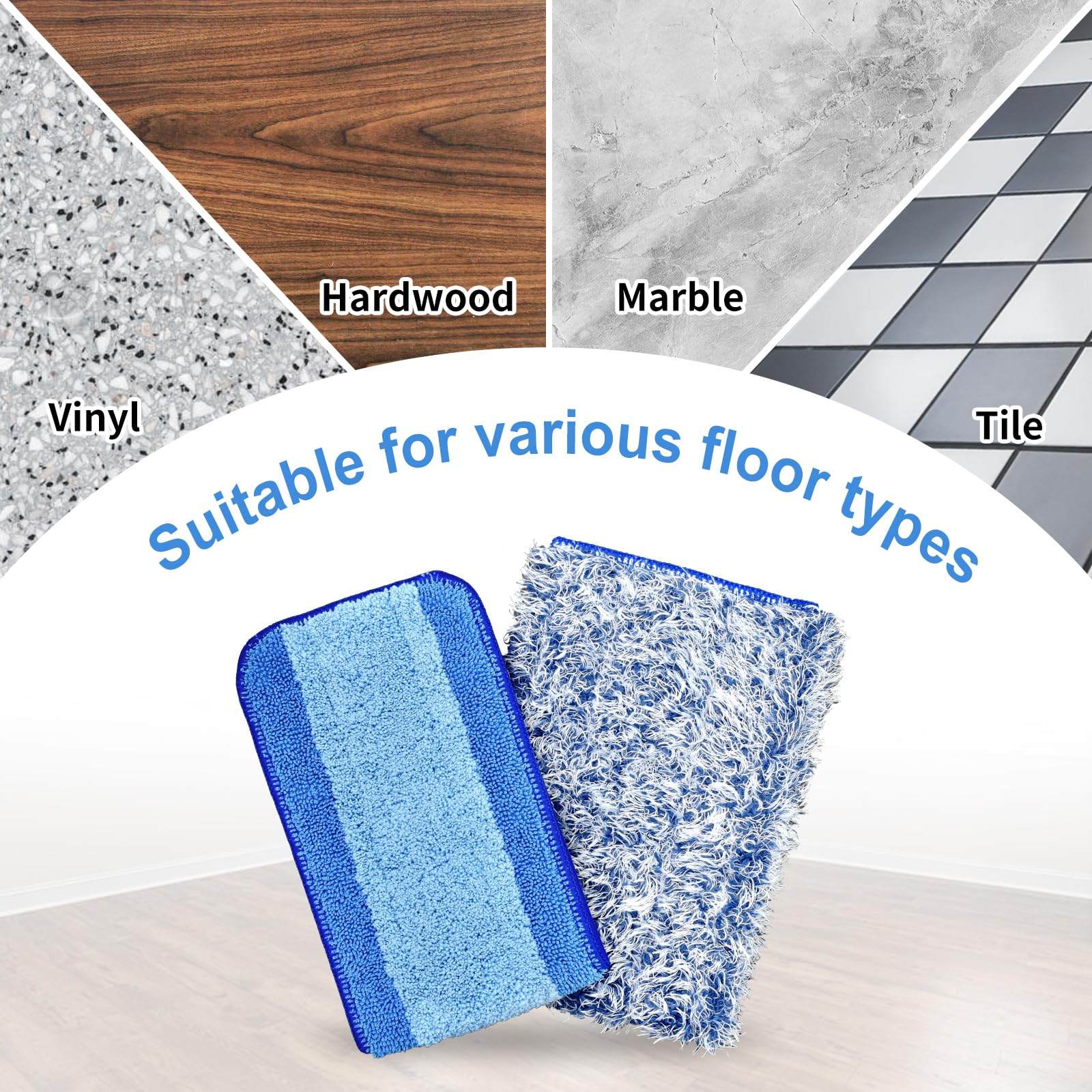4 Pack Microfiber Cleaning Pad for Bona Mop Safe for Hardwood & Hard Surface Floors Dry Wet Floor Cleaning (4 Count)