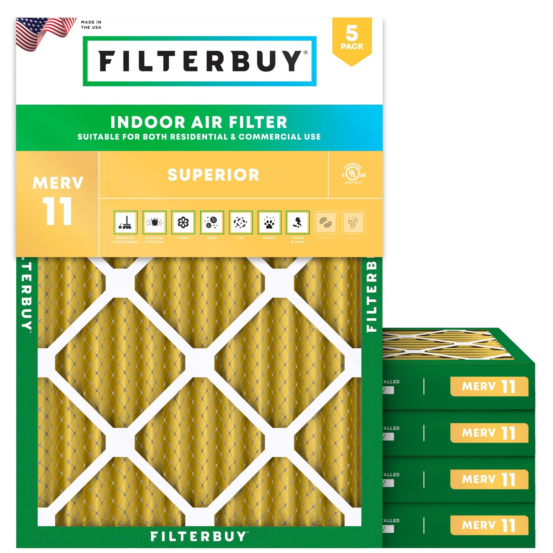 14x18x2 Air Filter MERV 11 Pet & Allergy Defense (5 Count)
