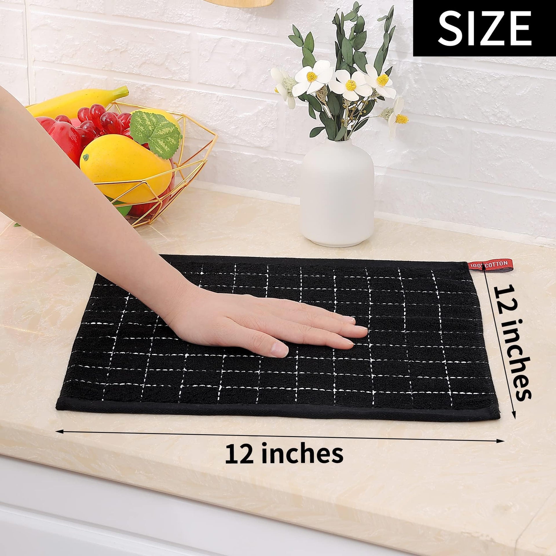 100% Cotton Terry Kitchen Dish Cloths (12 Count)