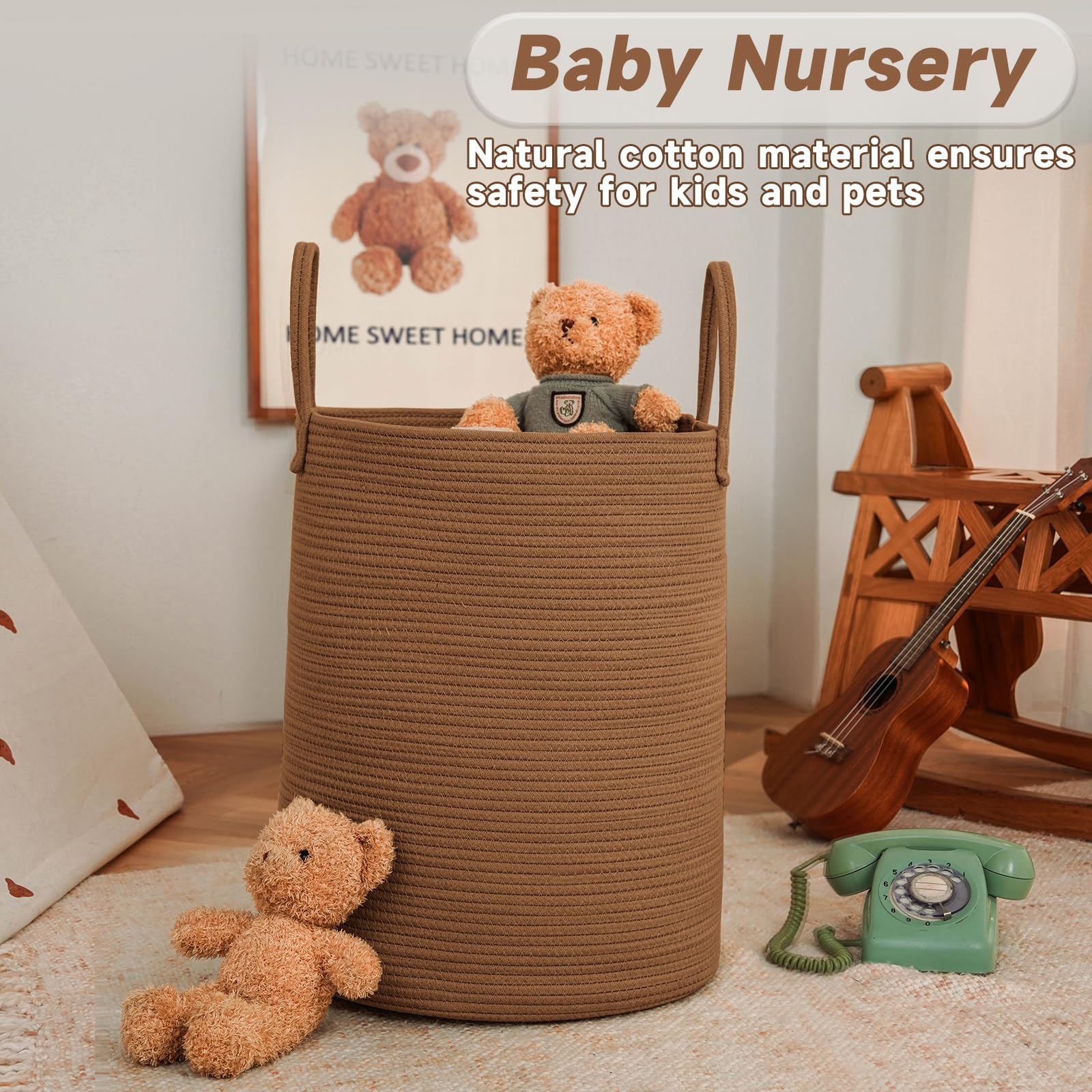 100L Cotton Rope Laundry Basket Hamper