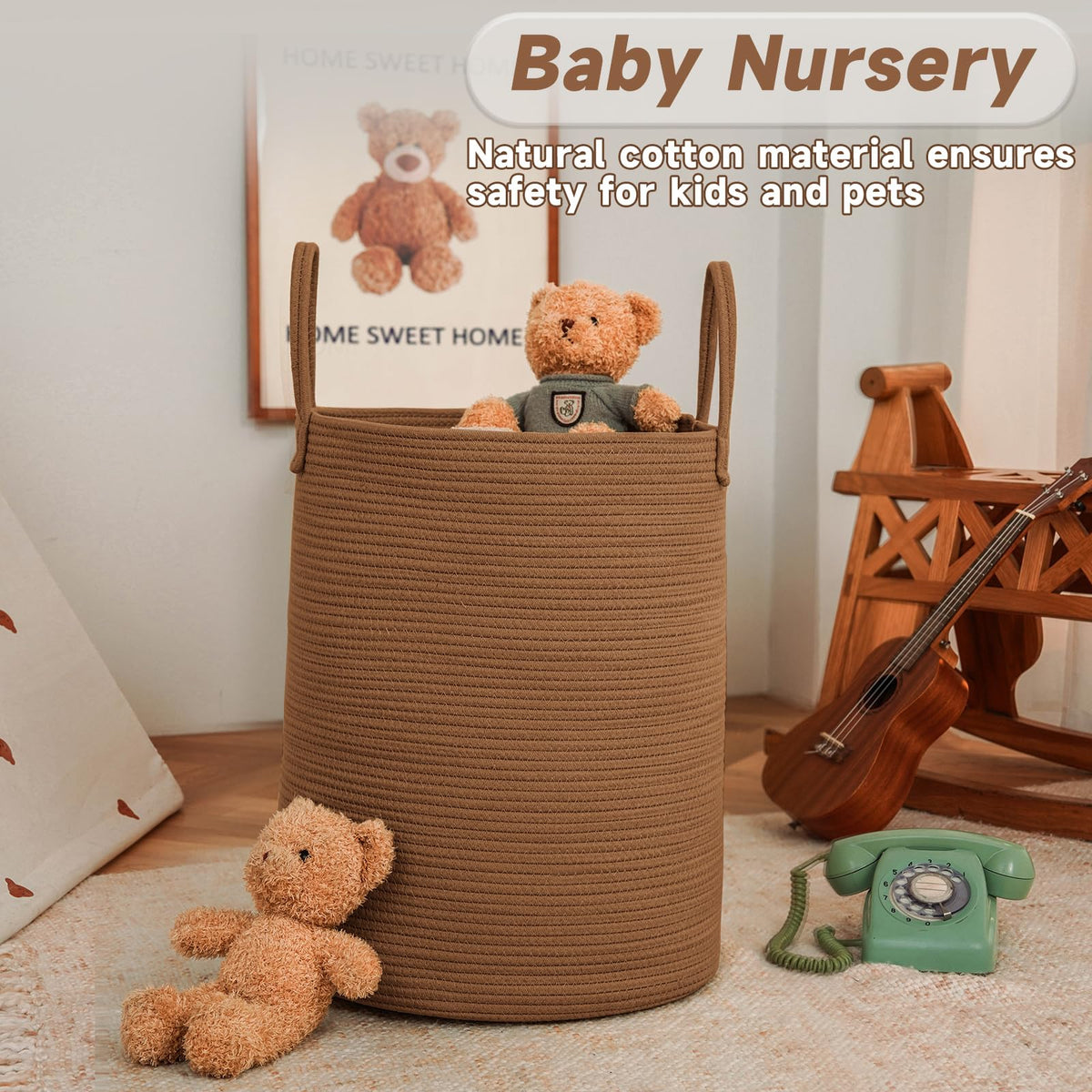 60L Cotton Rope Laundry Basket Hamper