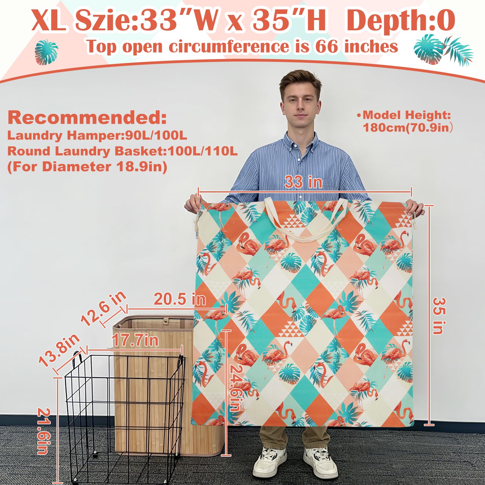 Canvas Laundry Bag with Handles & Drawstring