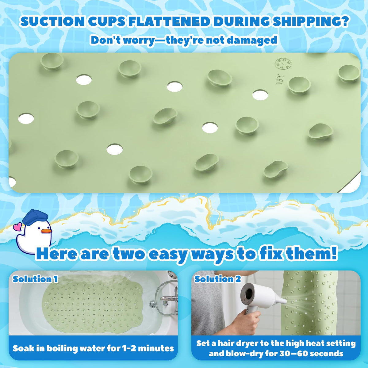 Kids Bathtub Mat Non Slip with 17PCS Bathtub Stickers for Toddlers