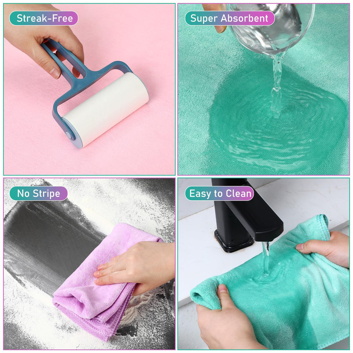 6 Pcs Extra Large Microfiber Cleaning Cloth 30" x 20" Washable Reusable Microfiber Towel Streak Free Lint Free Cloth for Cleaning Home Glass Office Window Bathrooms (6 Count)