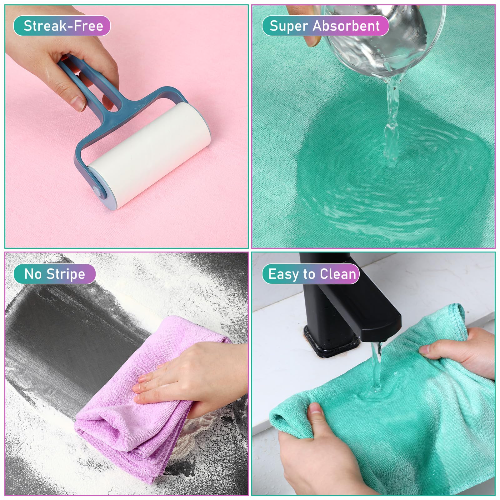 6 Pcs Extra Large Microfiber Cleaning Cloth 30" x 20" Washable Reusable Microfiber Towel Streak Free Lint Free Cloth for Cleaning Home Glass Office Window Bathrooms (6 Count)