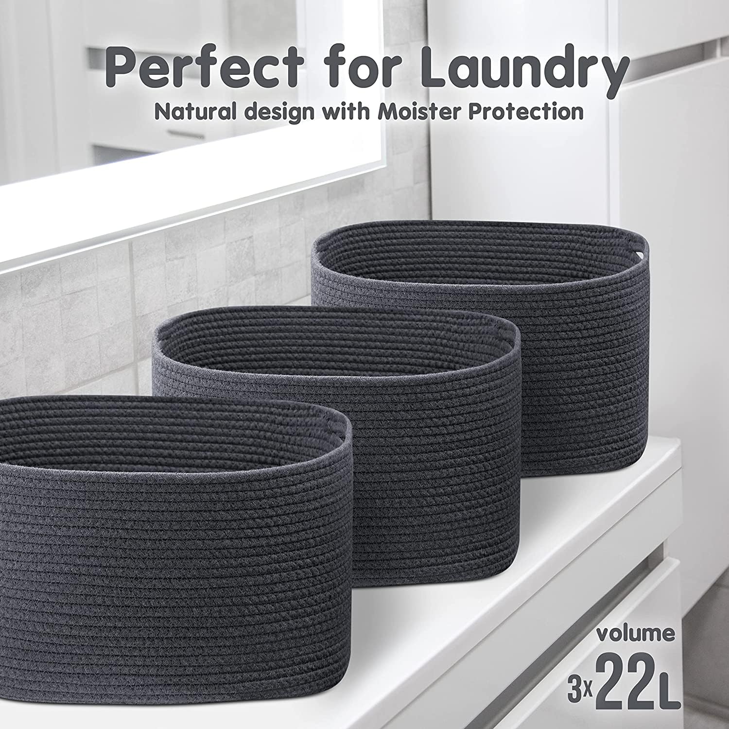 Cotton Rope Baskets for Organizing (3 Count)