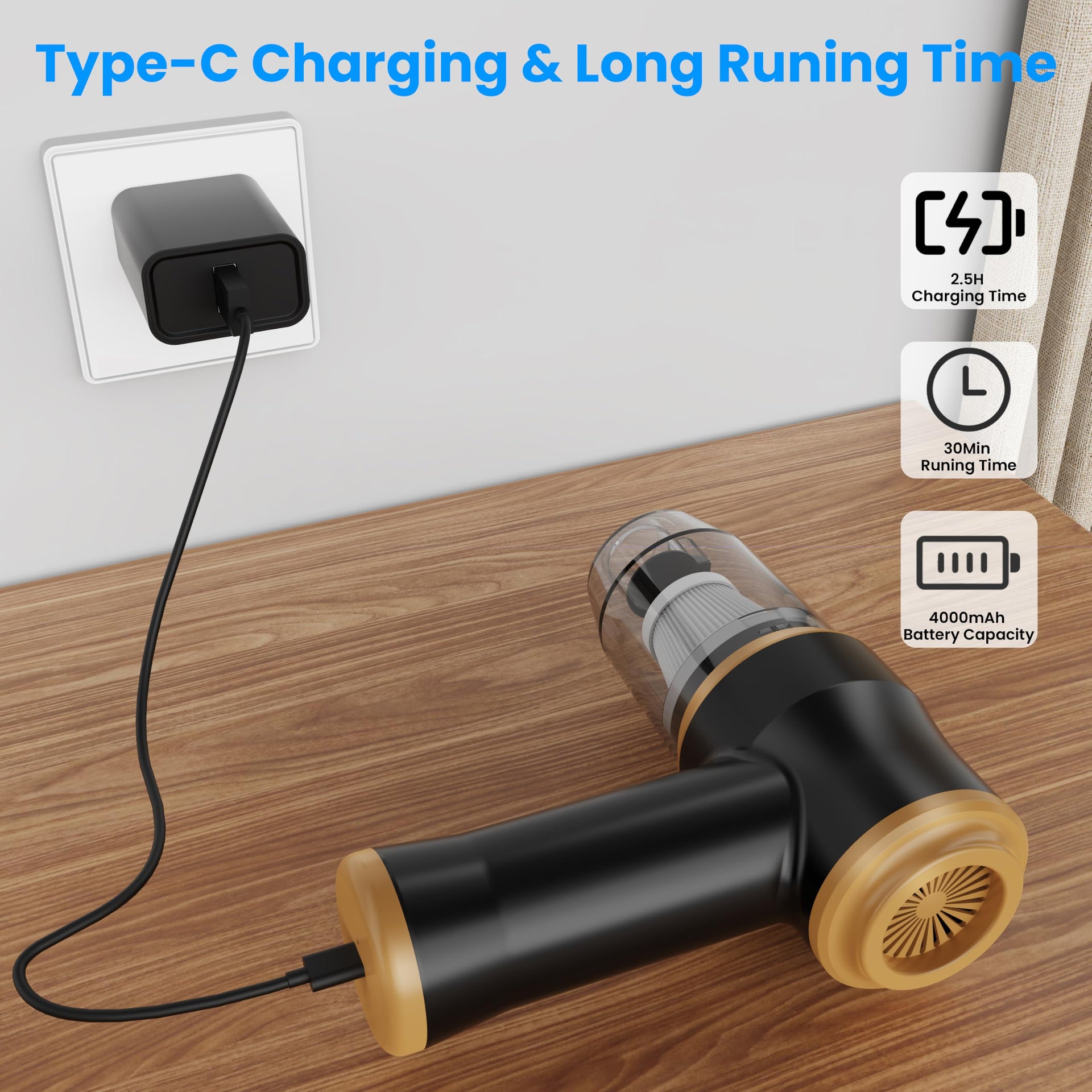 Mini Car Vacuum 15000Pa Portable Cordless Handheld Vacuum Cleaner and Air Duster with 2 Filter for Car