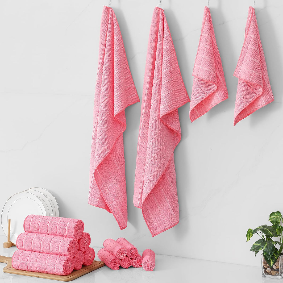 Microfiber Kitchen Towels and Dishcloths Sets (16 Count)