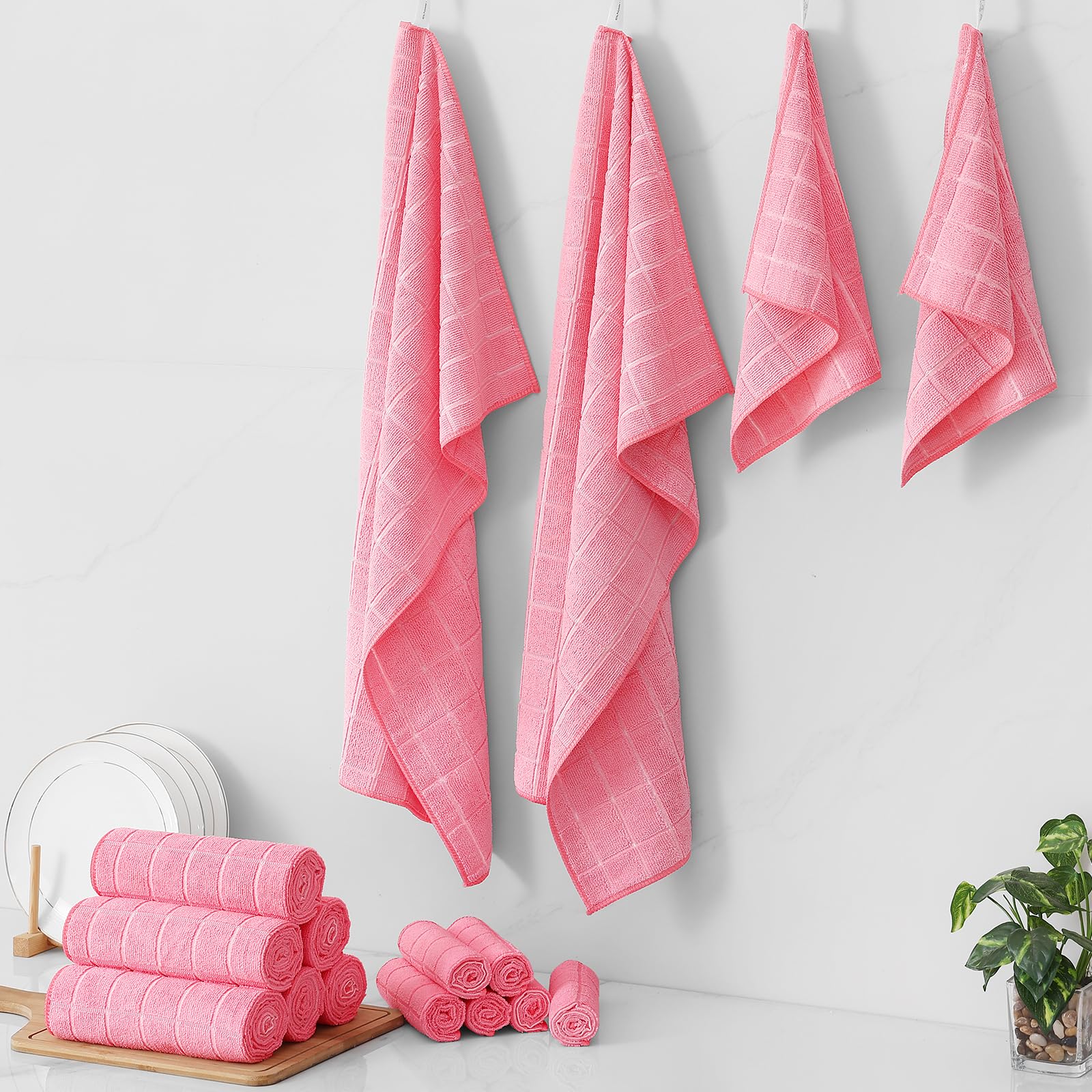 Microfiber Kitchen Towels and Dishcloths Sets (16 Count)