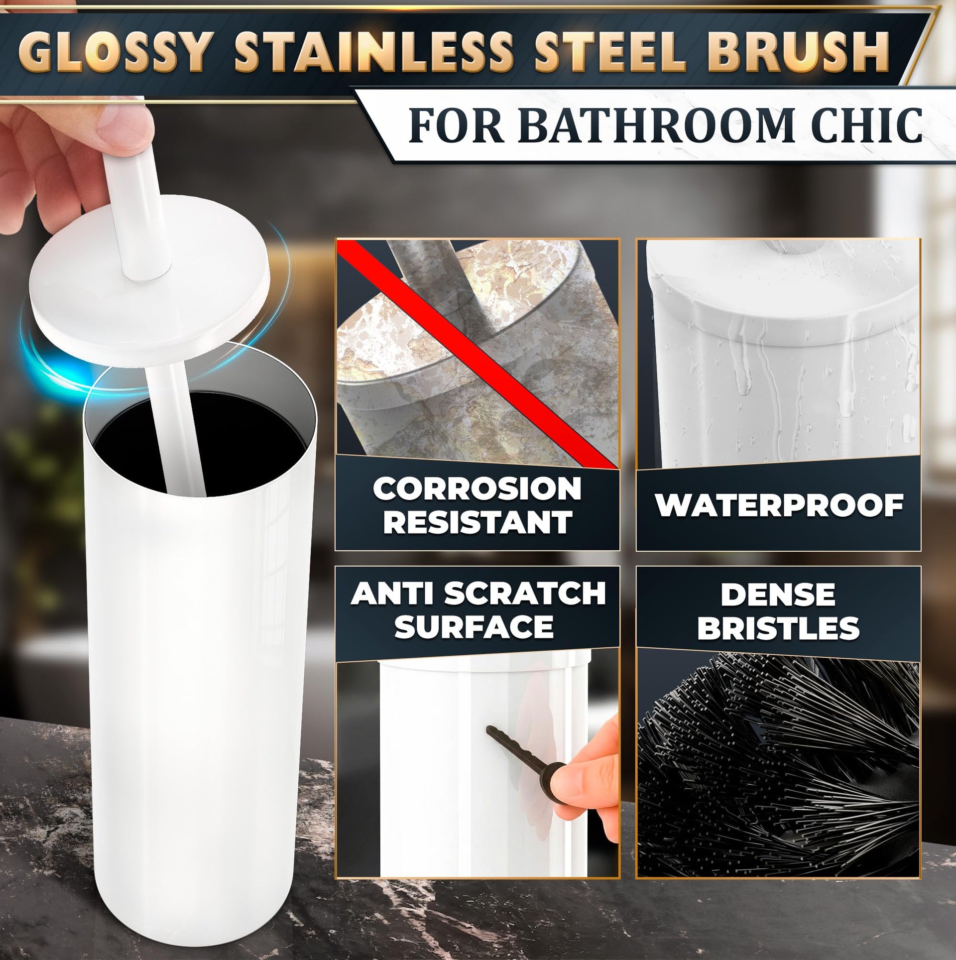 Stainless Steel Toilet Brush and Holder Set