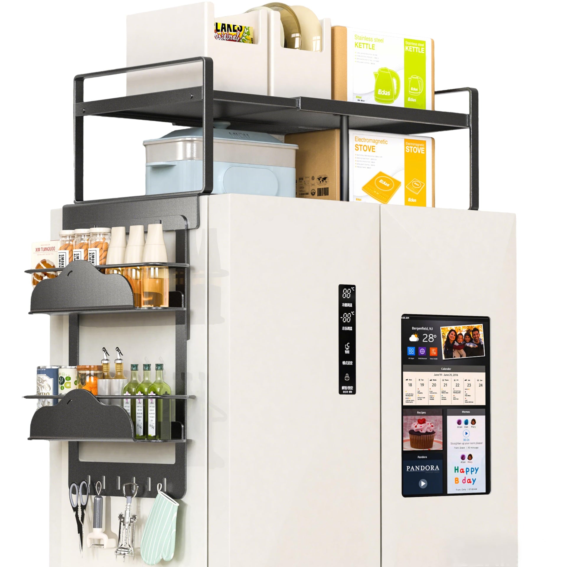 Adjustable Over The Fridge Organizer Side Magnetic Spice Rack