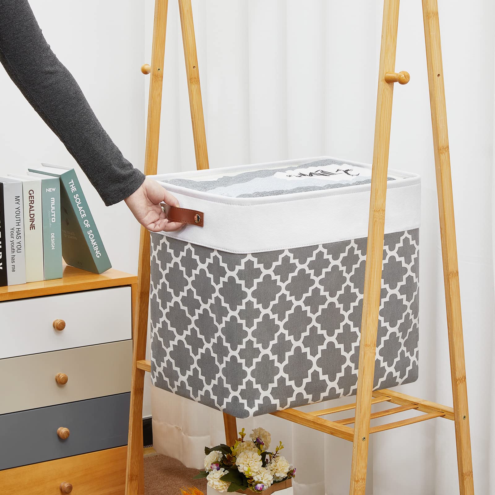Storage Baskets Large 17"x12"x15" Foldable Rectangular Storage Bins Baskets for Organizing [2 Pack] Fabric Nursery Storage Baskets for Home (2 Count)
