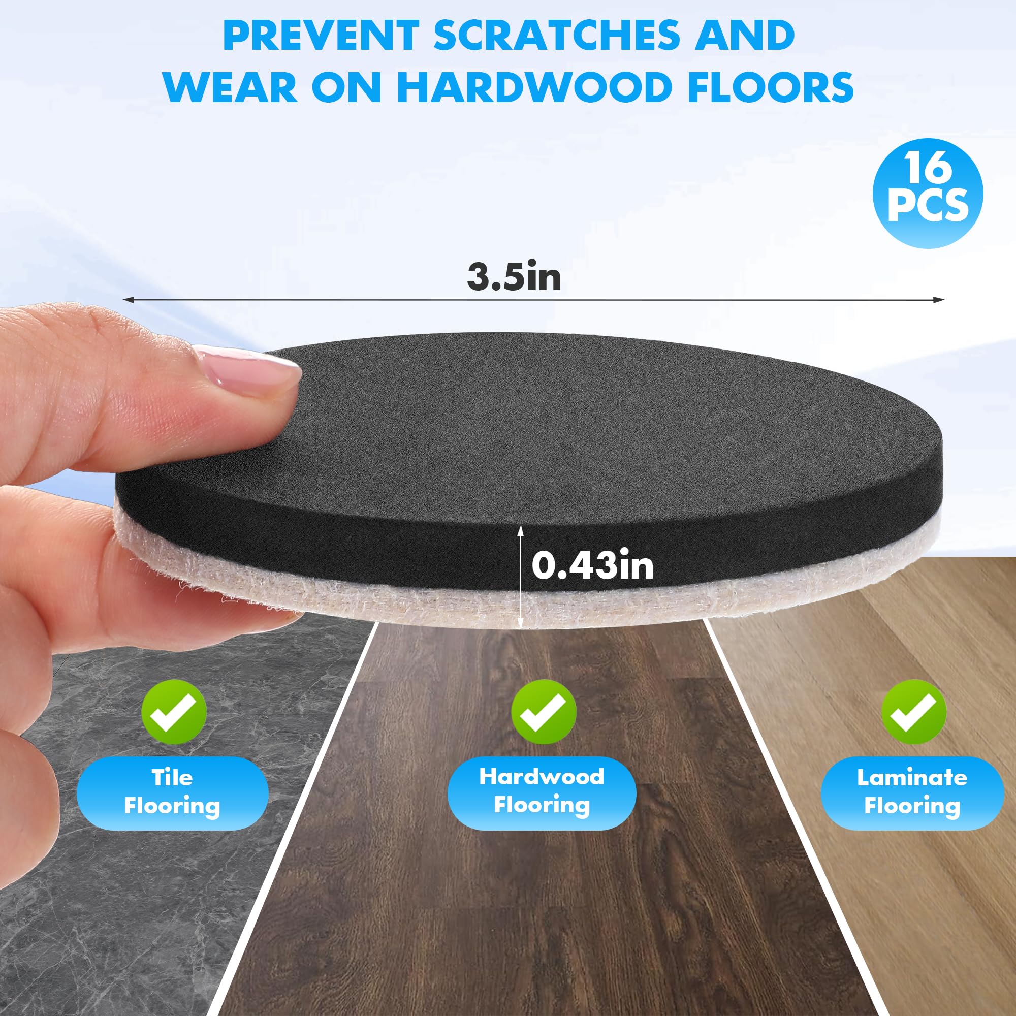 16 Pack Furniture Sliders for Hardwood Floors