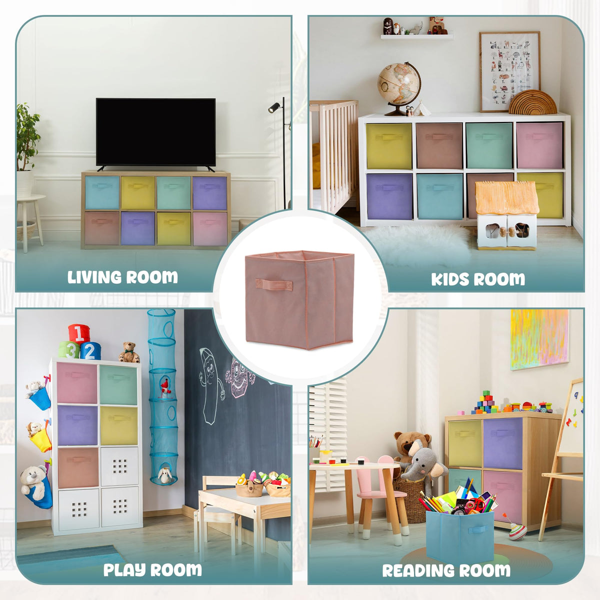 6 Pack 11 Inch Pastel Color Storage Foldable Cube Bins (6 Count)