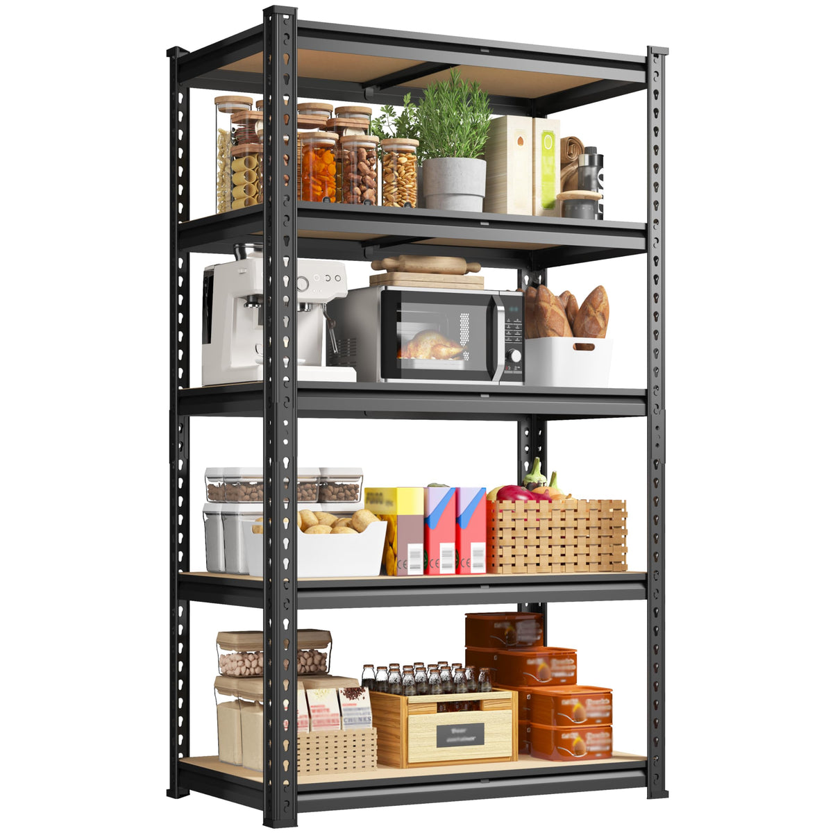 Adjustable 5 Tier Storage Shelves for Pantry Kitchen Closet