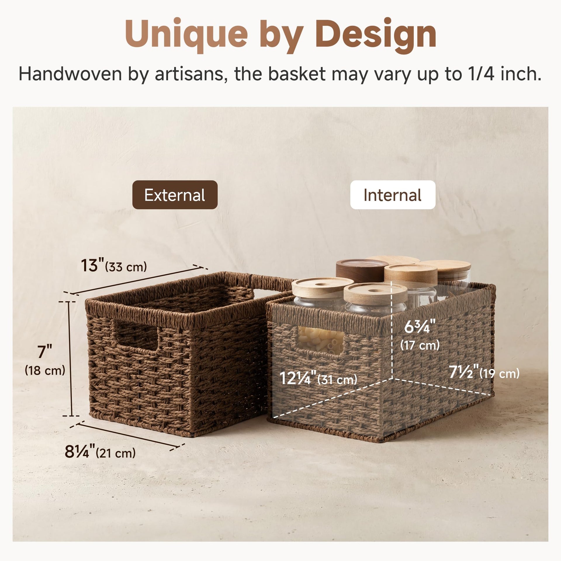 Rectangular Wicker Storage Baskets for Organizing (2 Count)