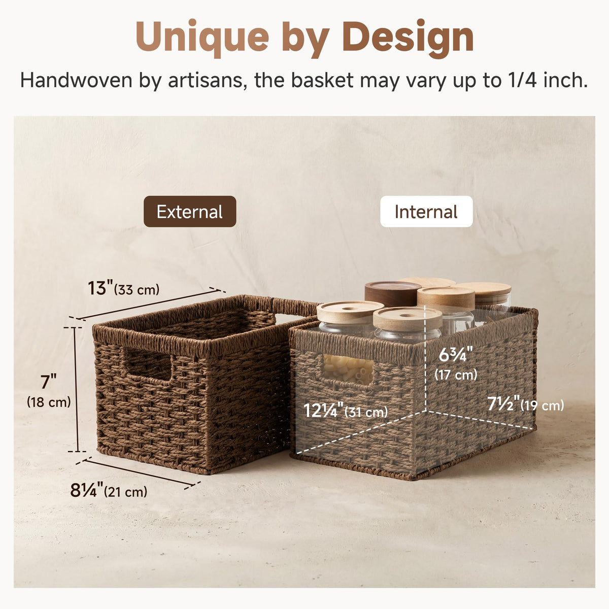 Rectangular Wicker Storage Baskets for Organizing (2 Count)