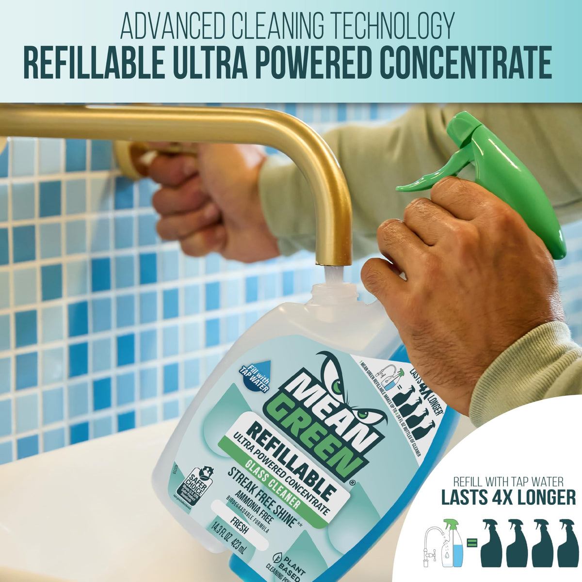 Refillable Ultra Powered Glass Cleaner Concentrate (28.6 Fl Oz) - ModHome Supplies