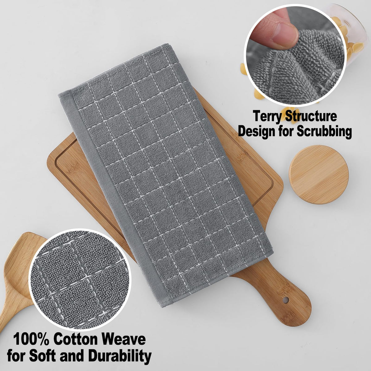 100% Cotton Terry Kitchen Dish Cloths (8 Count)