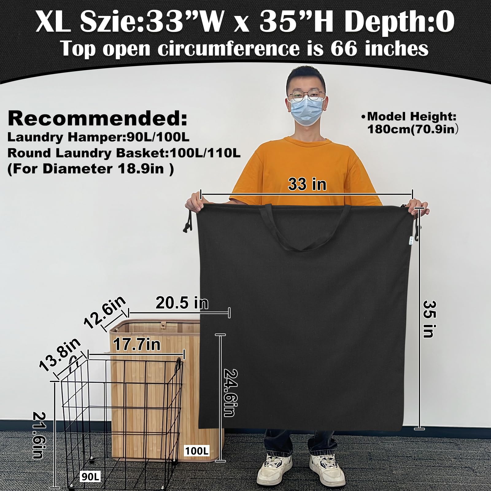 Canvas Laundry Bag 33"Wx 35"H