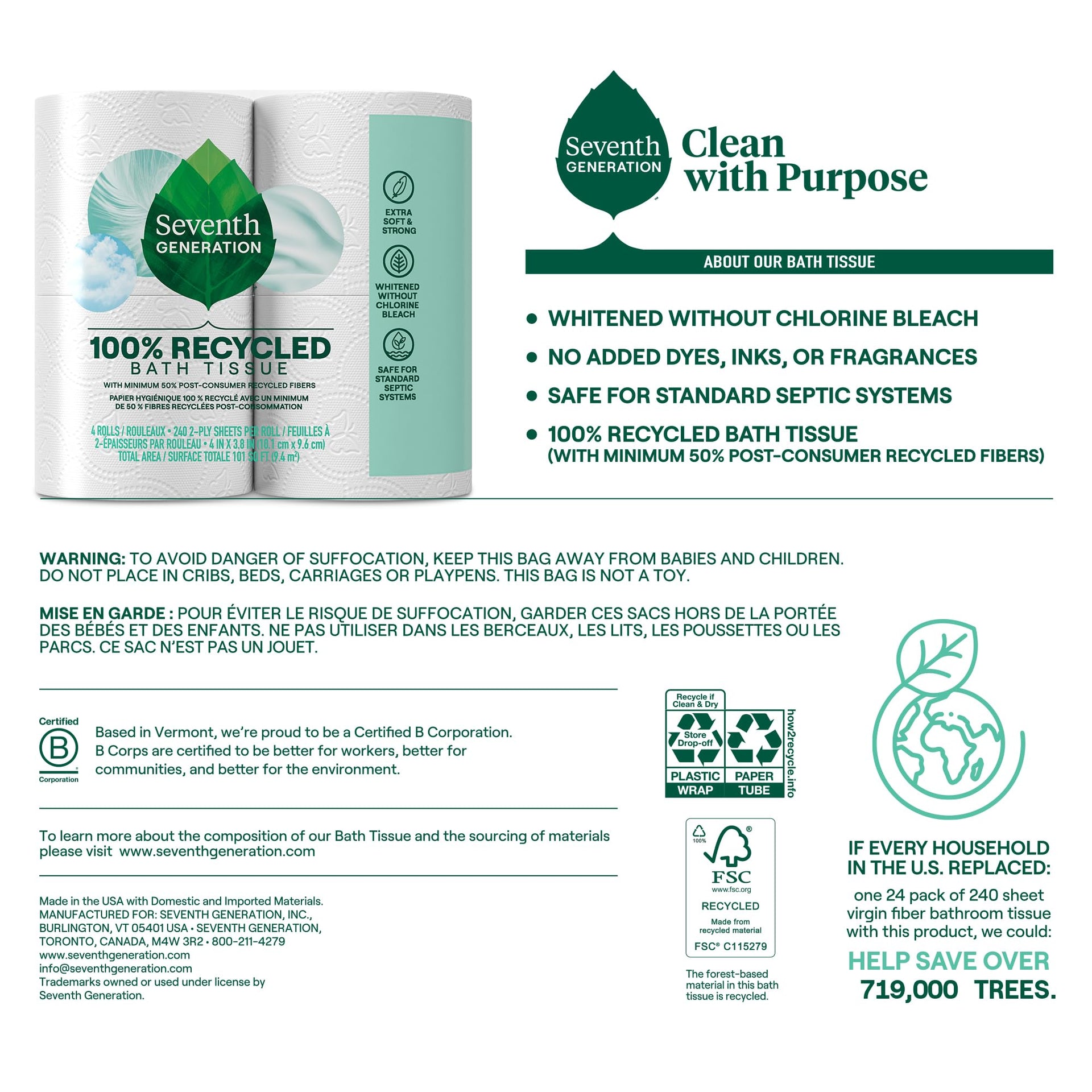 Toilet Paper 100% Recycled 2 (4 Count)