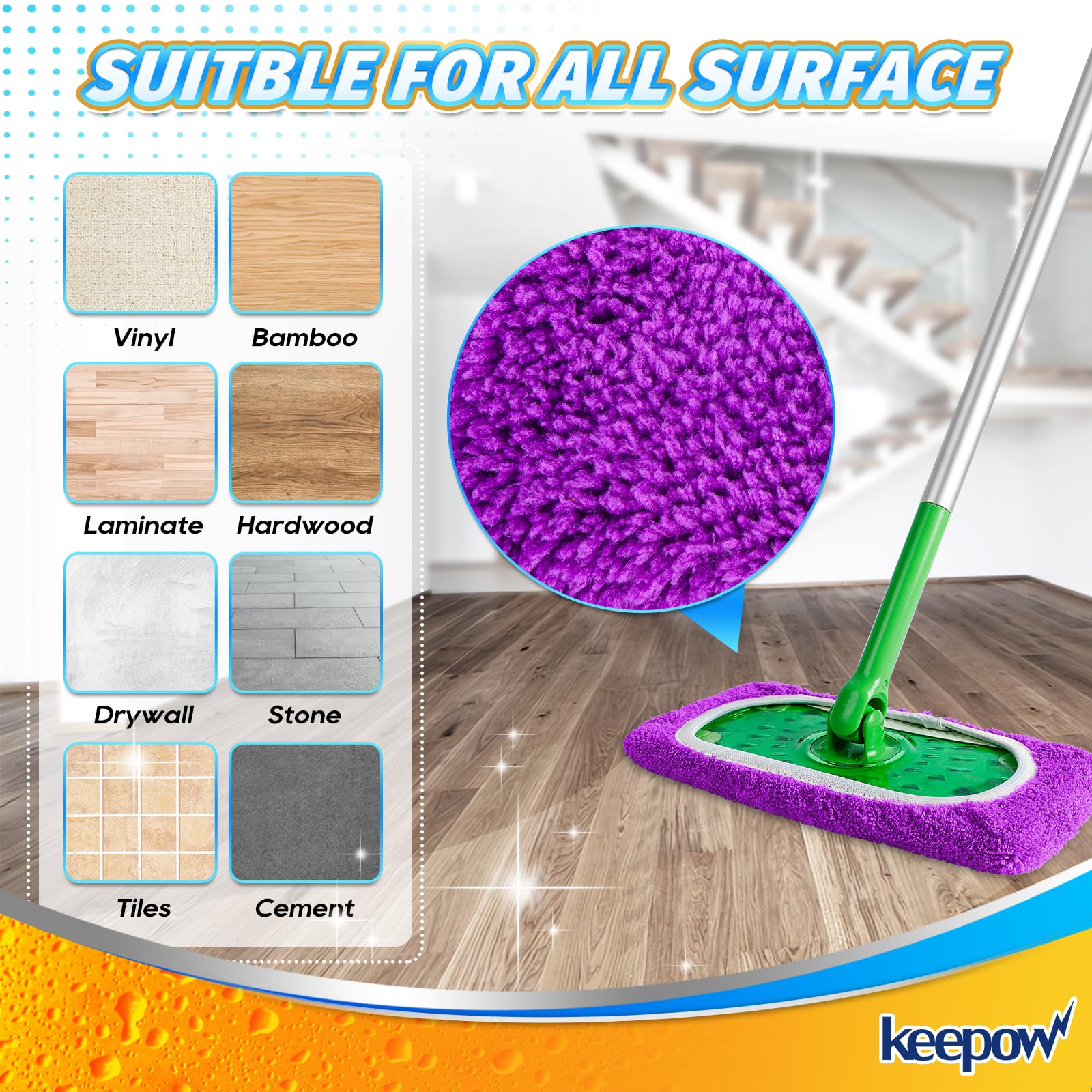 10 Pack Reusable Mop Pads Compatible with Swiffer Sweeper (10 Count)