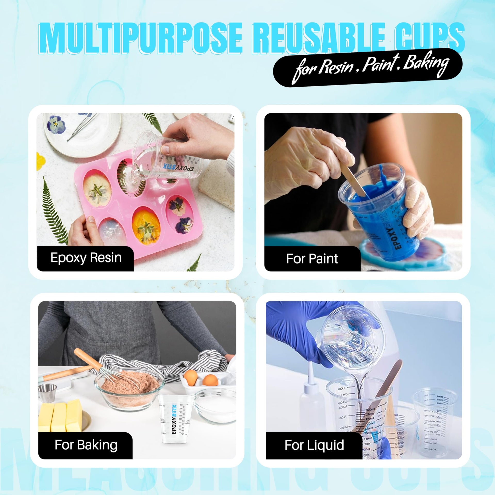 Case Pack 1000ct] 10oz Disposable Graduated Cups for Mixing Epoxy Resin