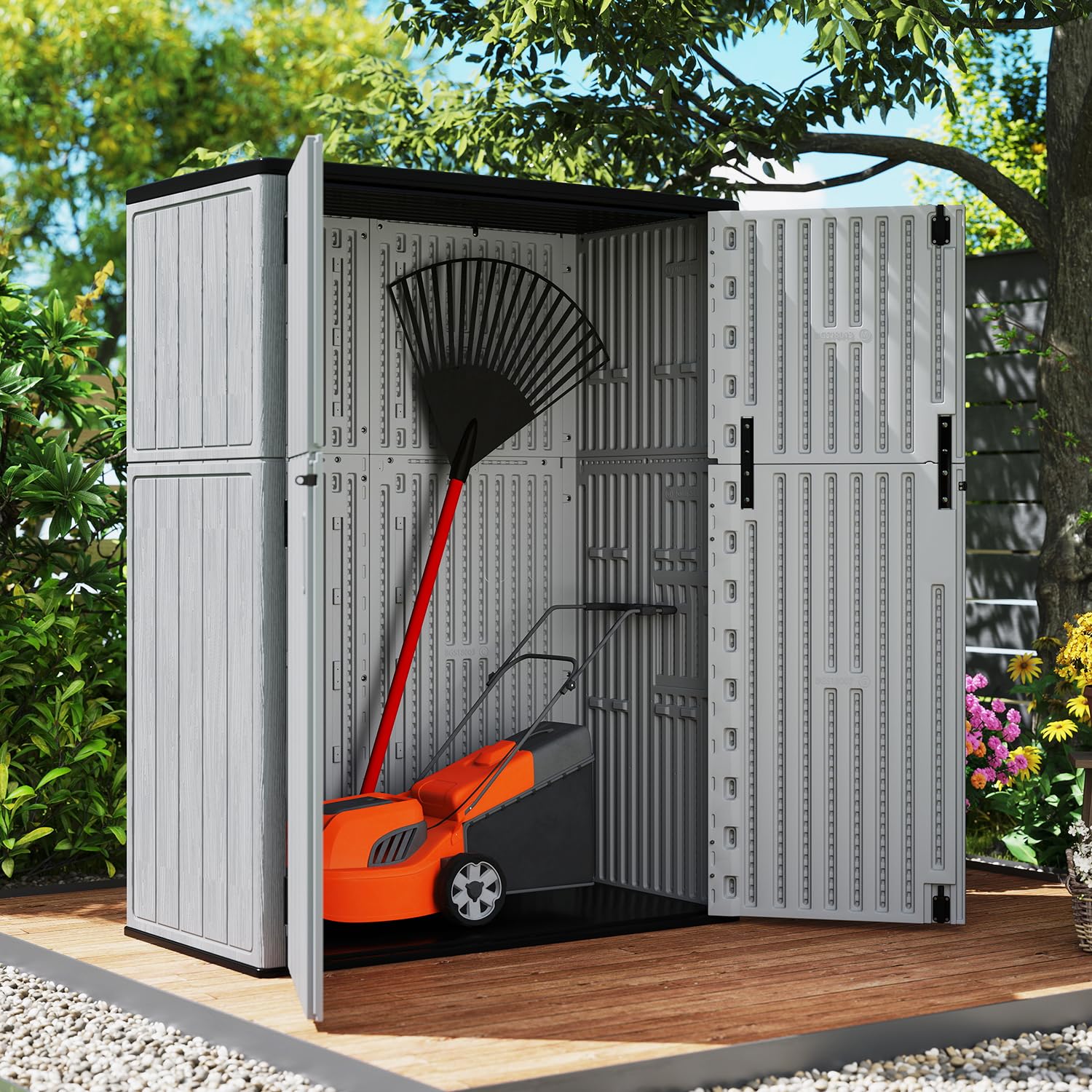 57 Cu.ft Outdoor Storage Cabinet with One Tool Kit