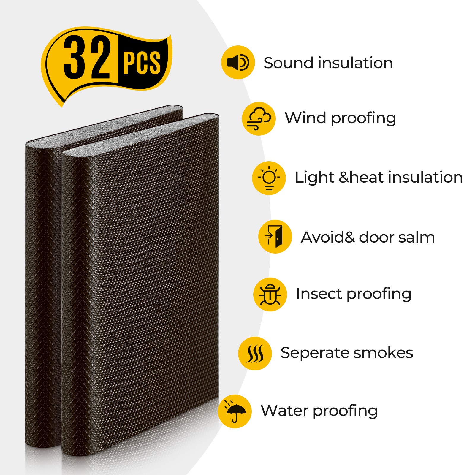 32 Pieces Door Corner Seal Pads Adhesive Weatherstripping (32 Count)