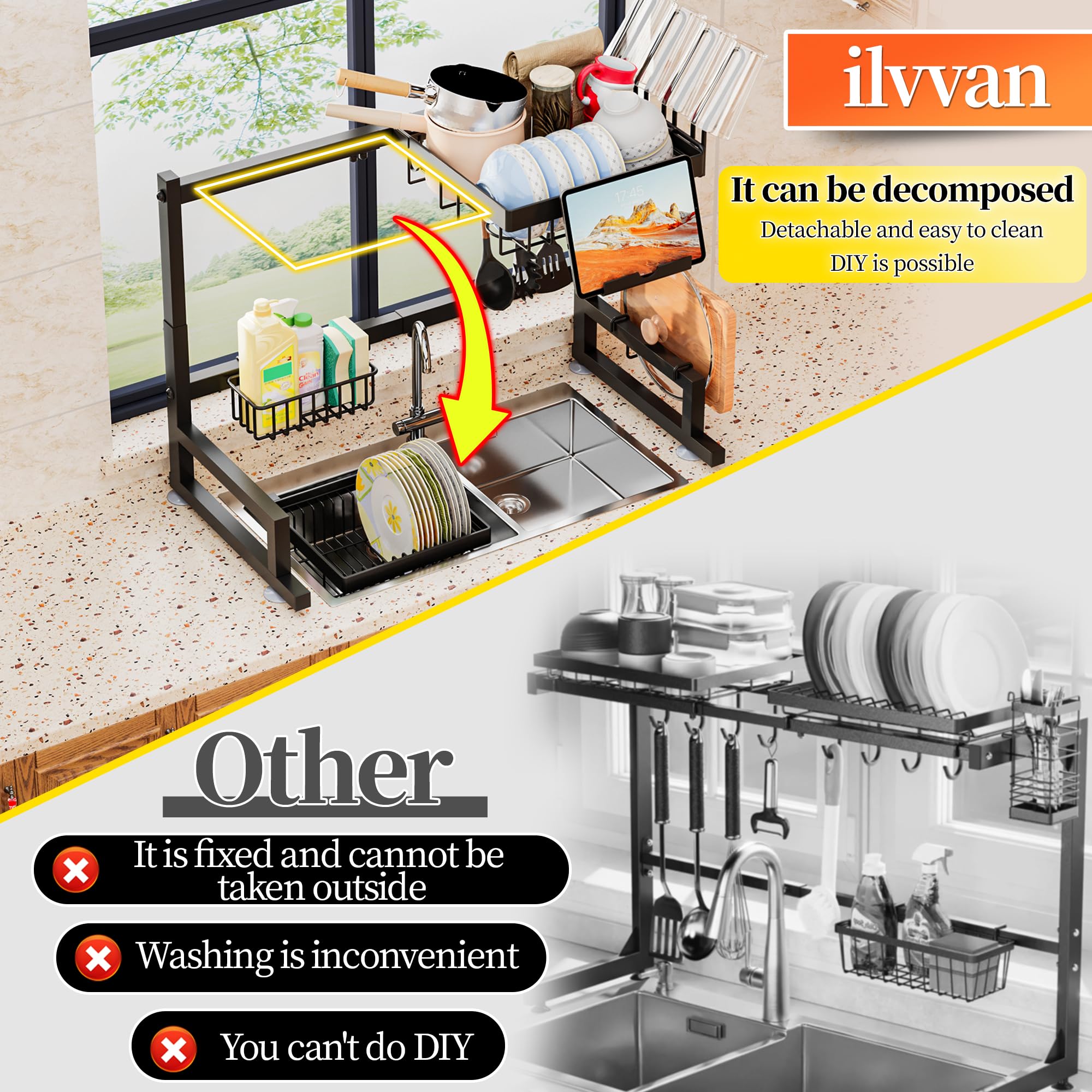 Over Sink Dish Drying Rack