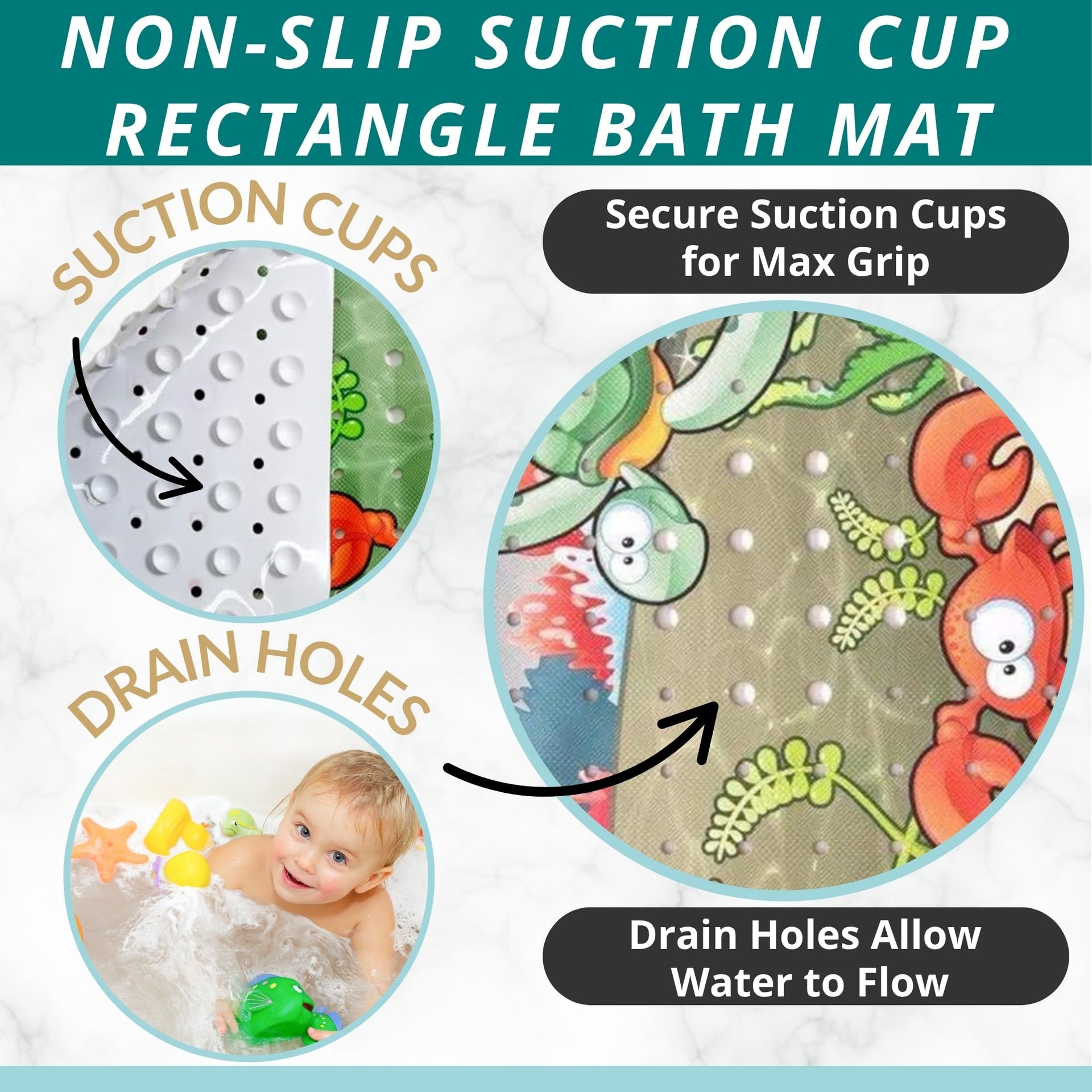 Bath Mat Large Non Slip Bathtub & Shower Mat