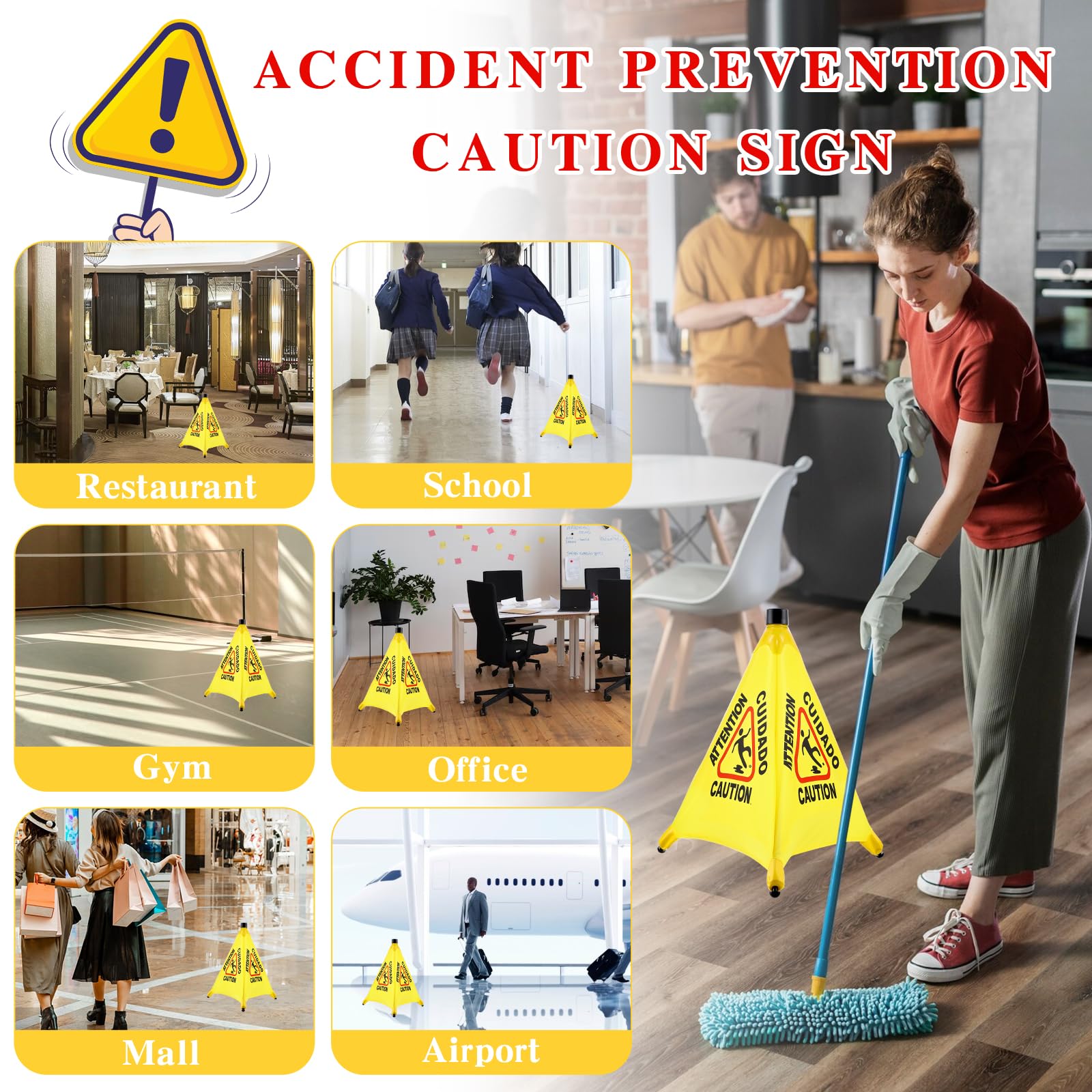 8 Packs Wet Floor Signs 20 Inch (8 Count)