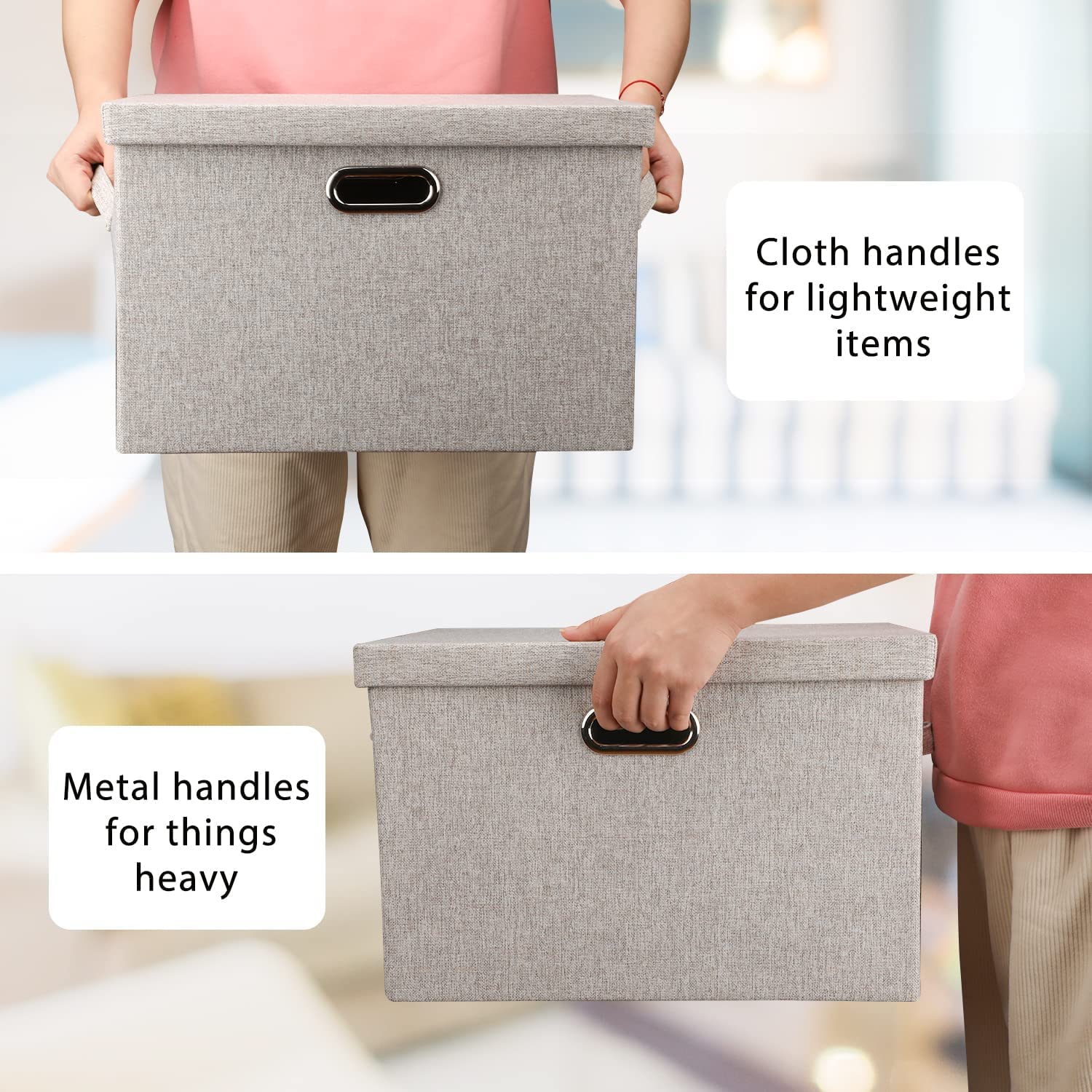 Storage Bins with Lids Fabric Closet Organizers Cubes Office Organization (5 Count)