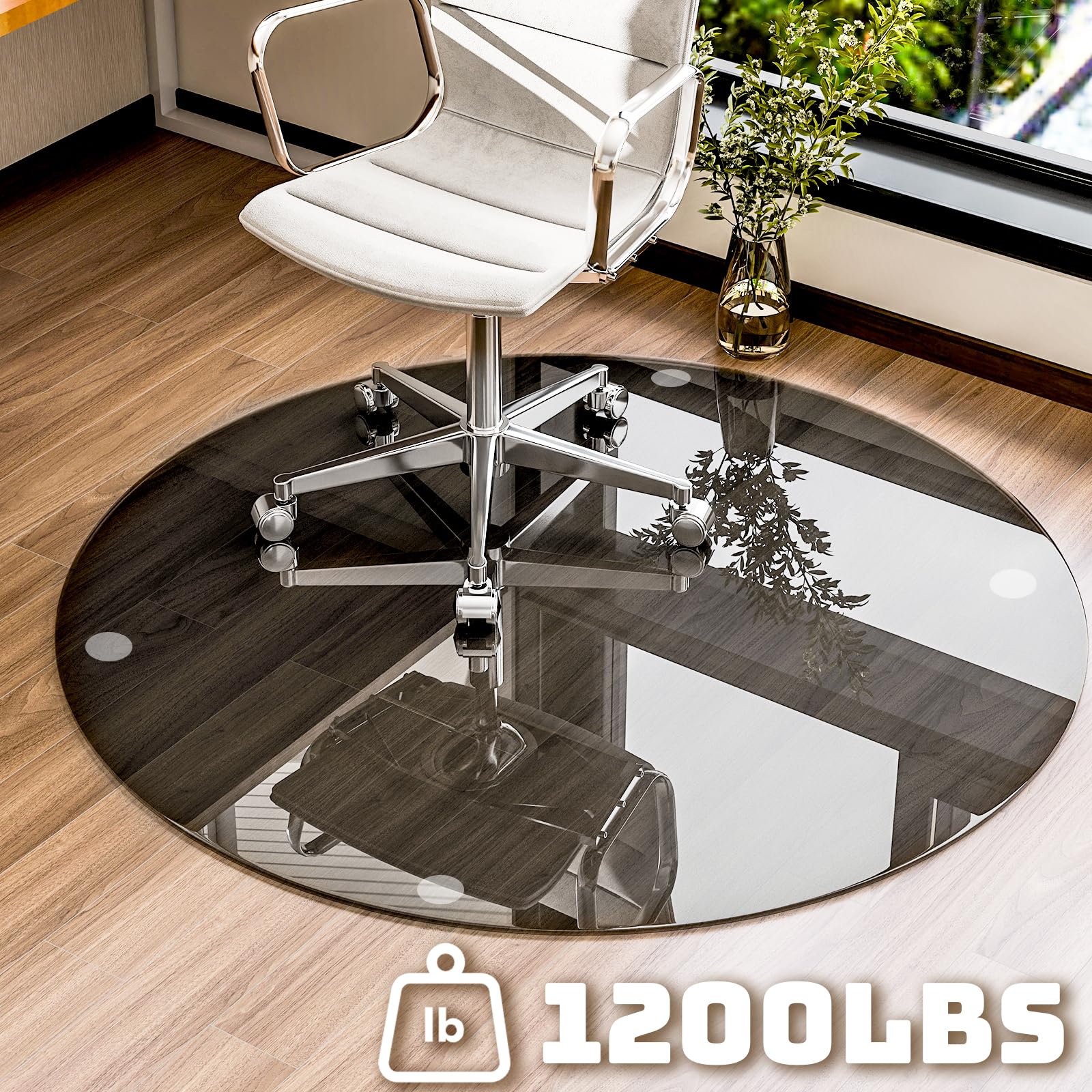 55" x 55" Round Tempered Glass Chair Mat for Carpet & Hardwood
