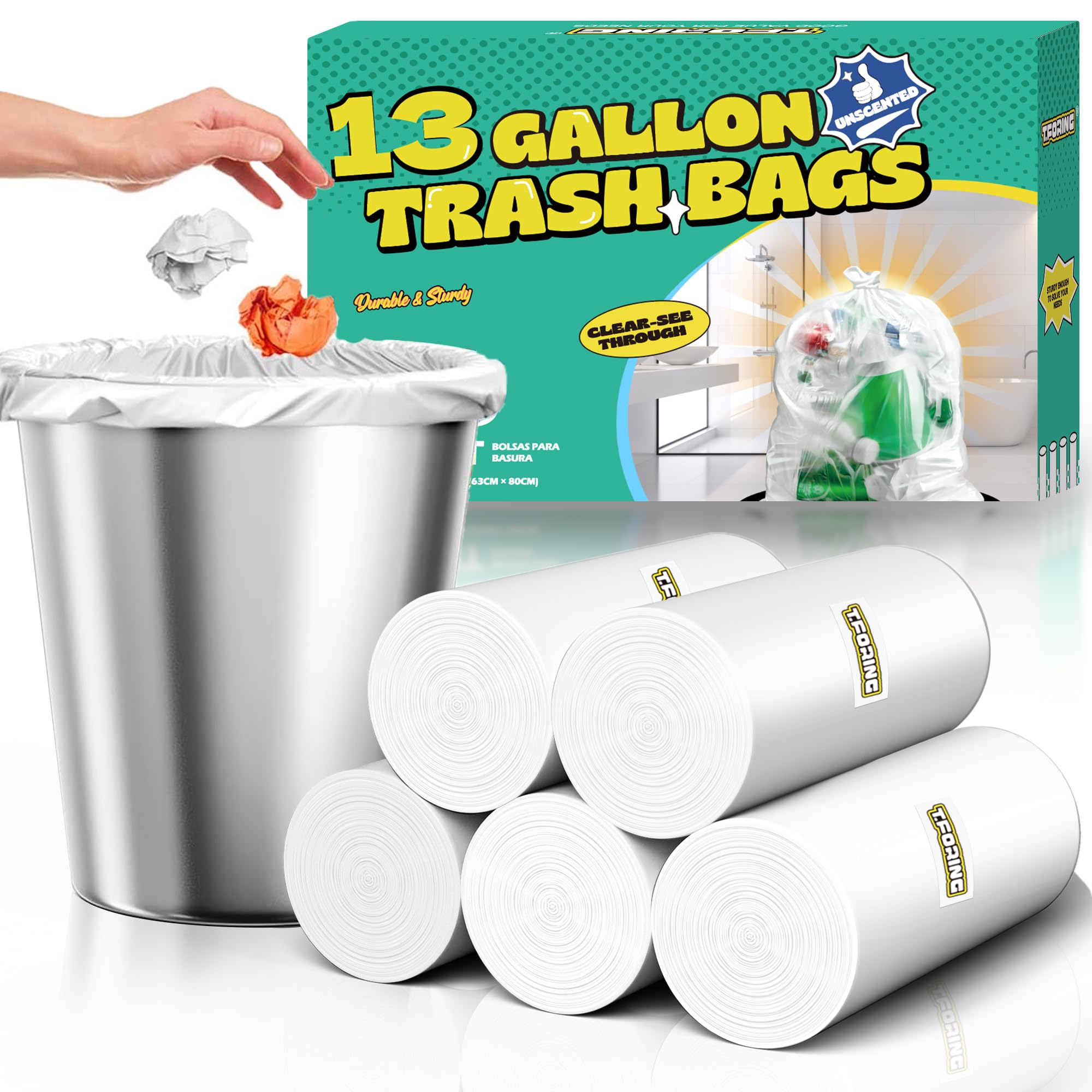 13 Gallon Tall Kitchen Trash Bags Unscented (110 Count)