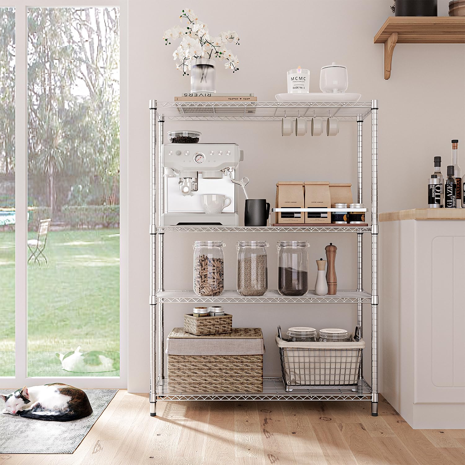 4 Tier Adjustable Heavy Duty Metal Wire Shelving Unit