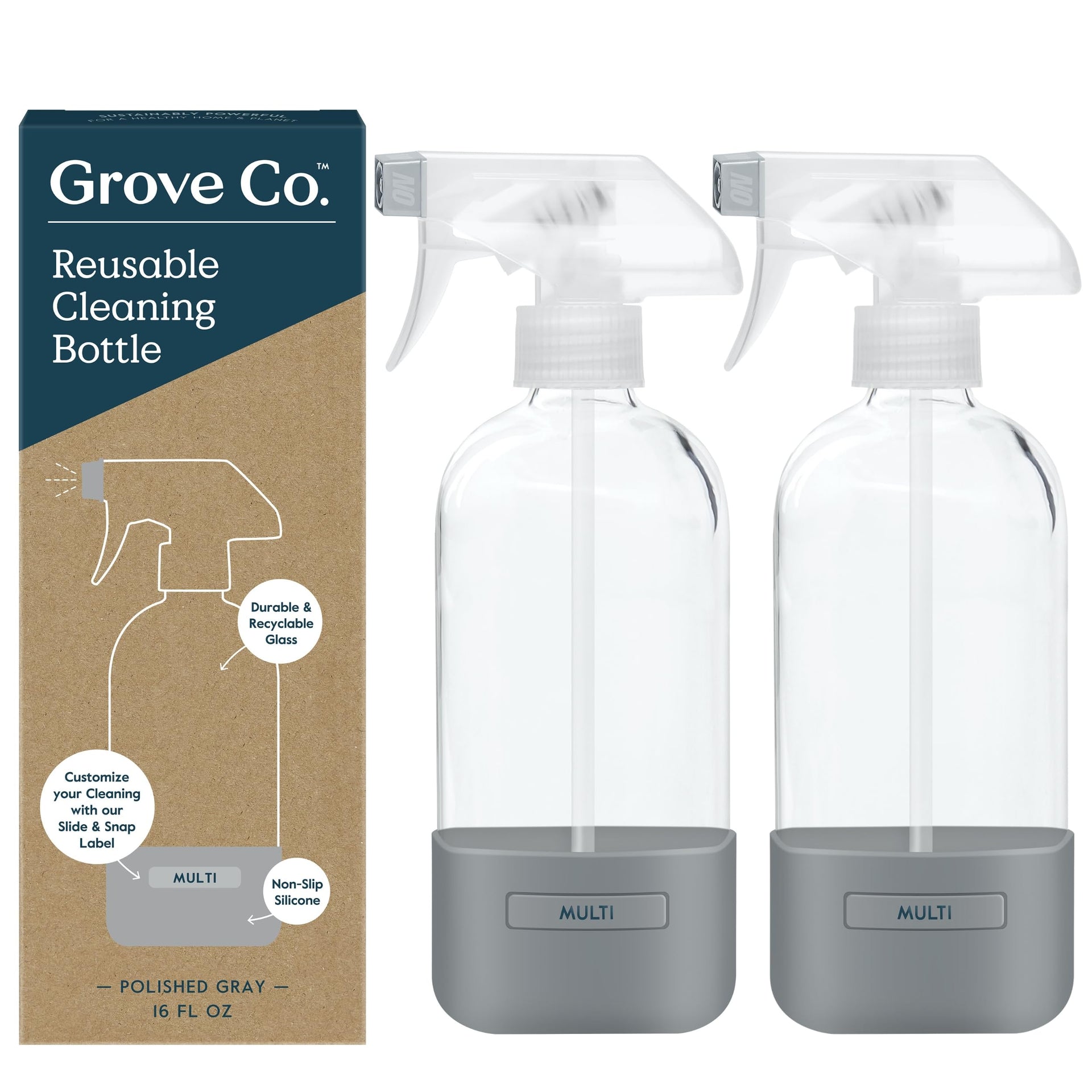 Refillable Glass Spray Bottles for Cleaning (16 Ounce)