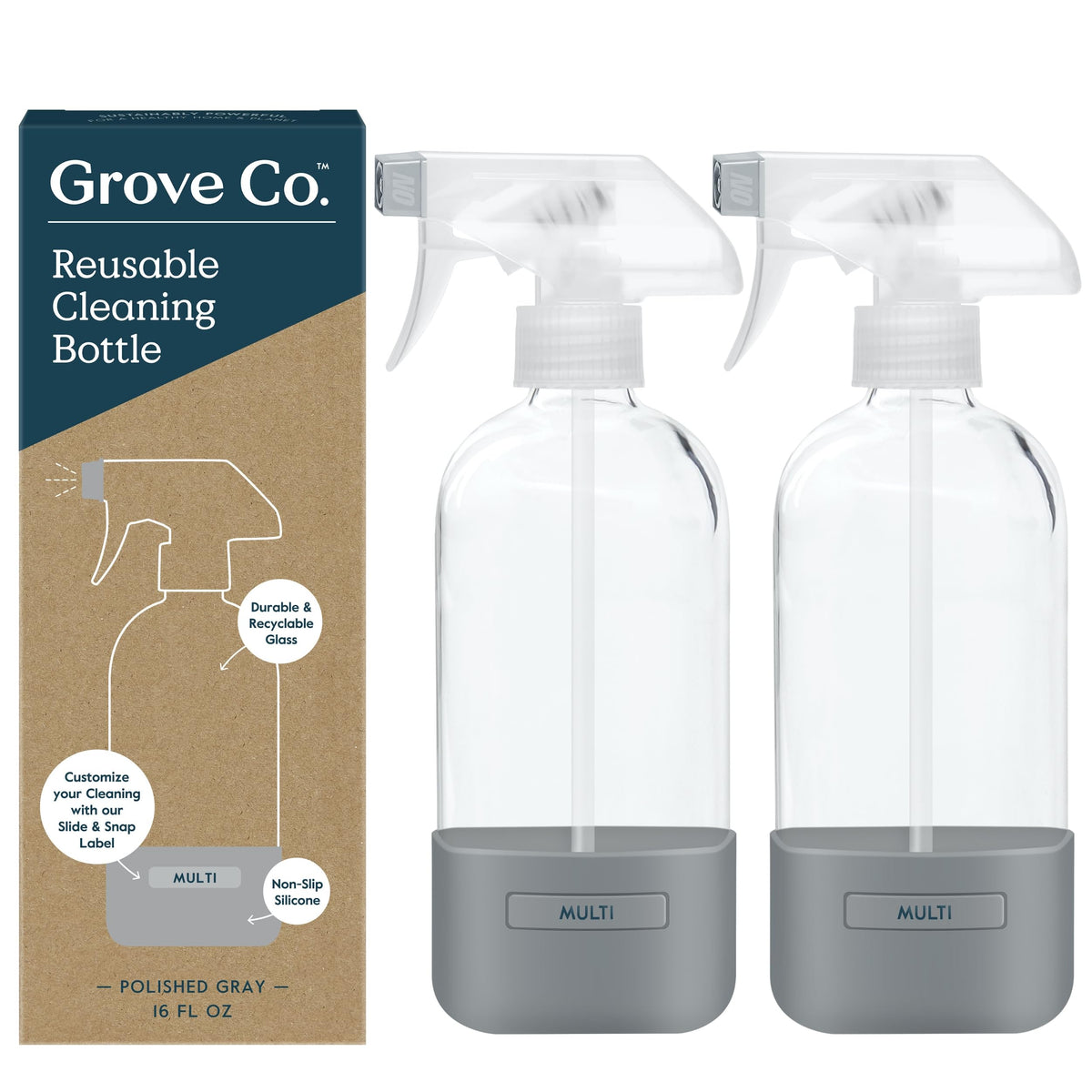 Refillable Glass Spray Bottles for Cleaning (16 Ounce)
