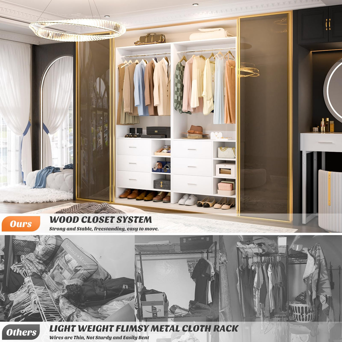2.5FT Closet System with 3 Drawers