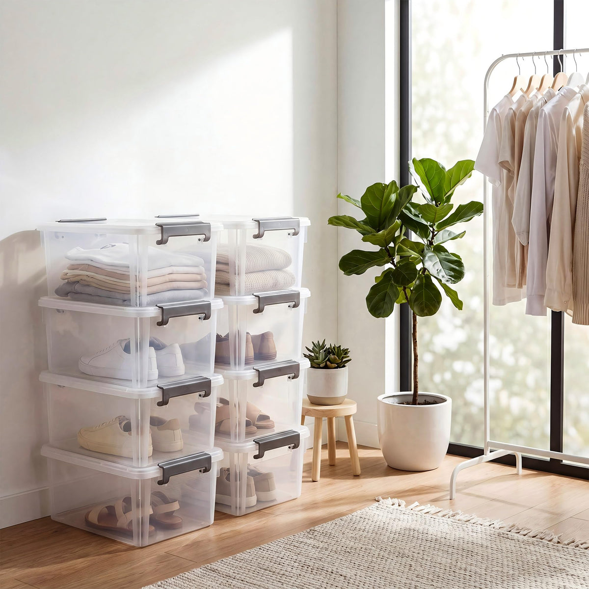 17 QT Plastic Storage Bins with Latching Lids Stackable Storage Containers for Organizing Large Clear Storage Box for Garage (2 Count)