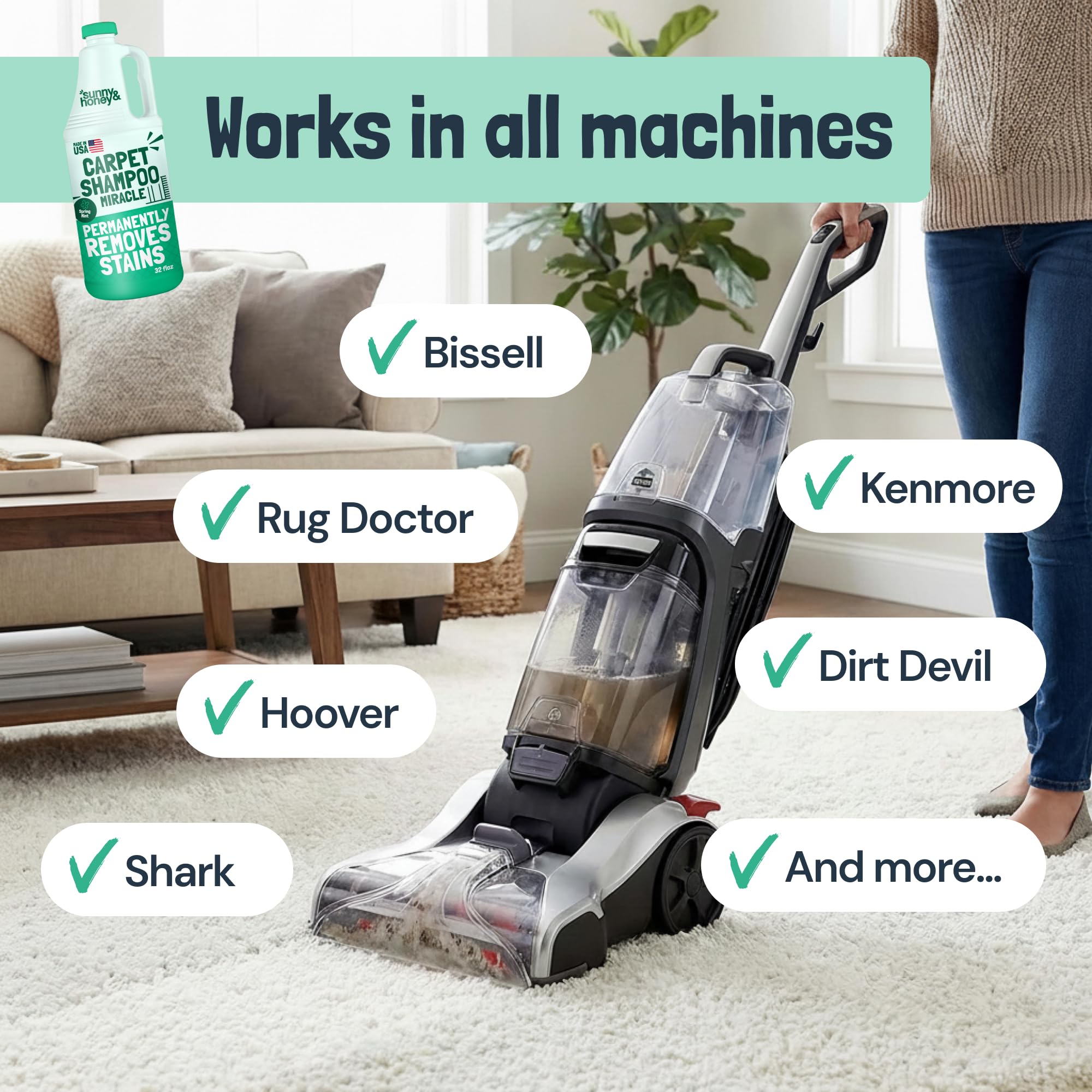 Carpet Cleaner Shampoo Solution for Machines (32 Fl Oz) - ModHome Supplies