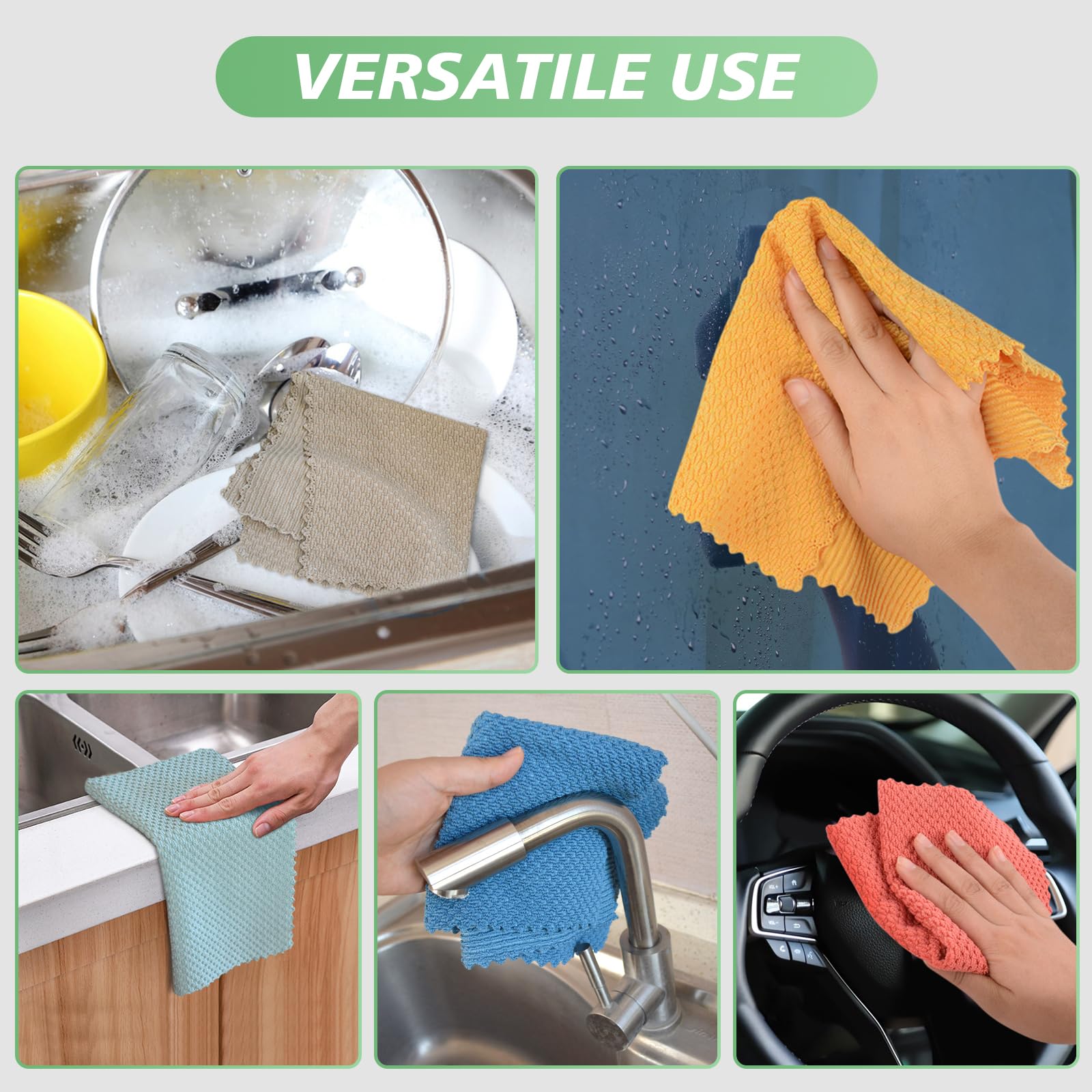 Dish Cloth for Washing Dishes Kitchen Washcloth Cleaning Cloth (20 Count)