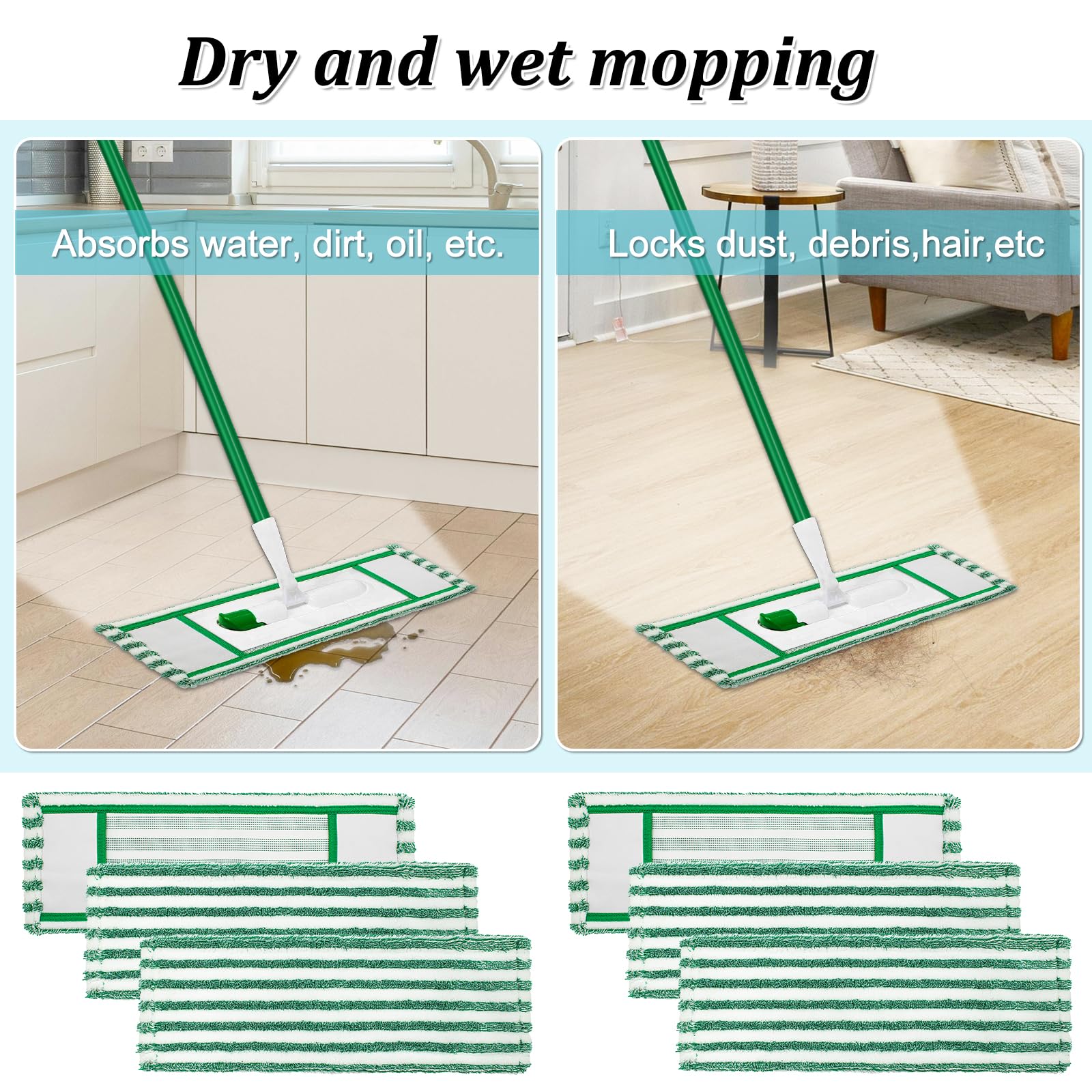 6 Pack Mop Pads Refills Compatible with Libman Wet & Dry Microfiber Mop (6 Count)