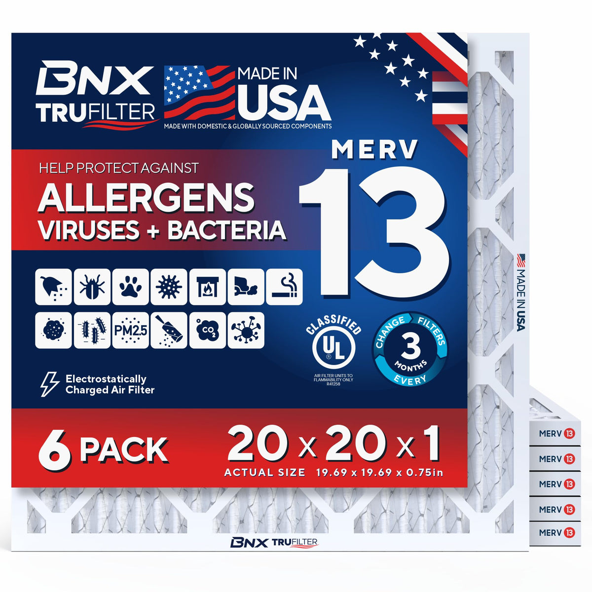 TruFilter 20x20x1 Air Filter MERV 13 AC Filter (6 Count)
